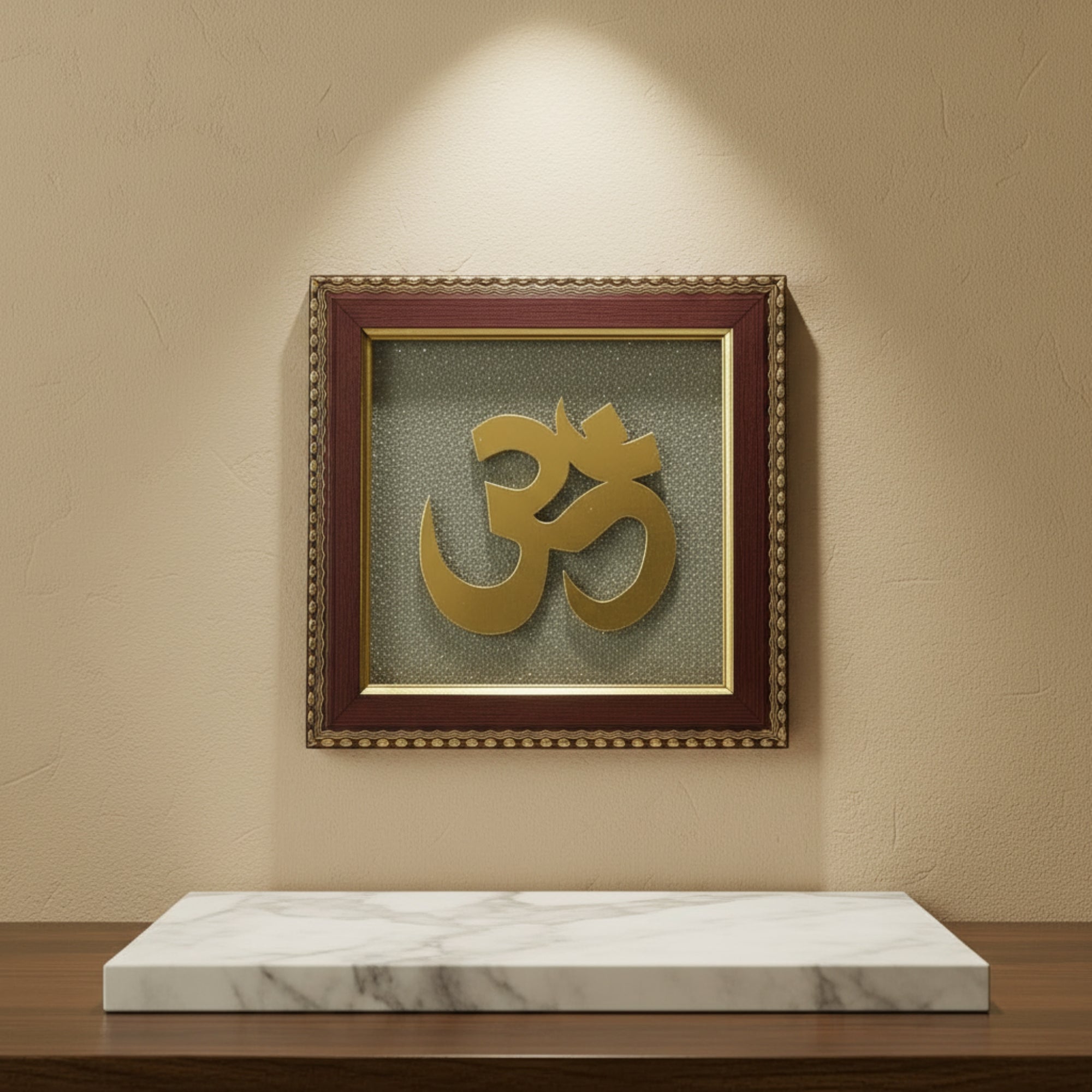 Pyrite Stone Vastu Frame | OM Symbol Wall Décor | Attracts Wealth, Protection & Positive Energy