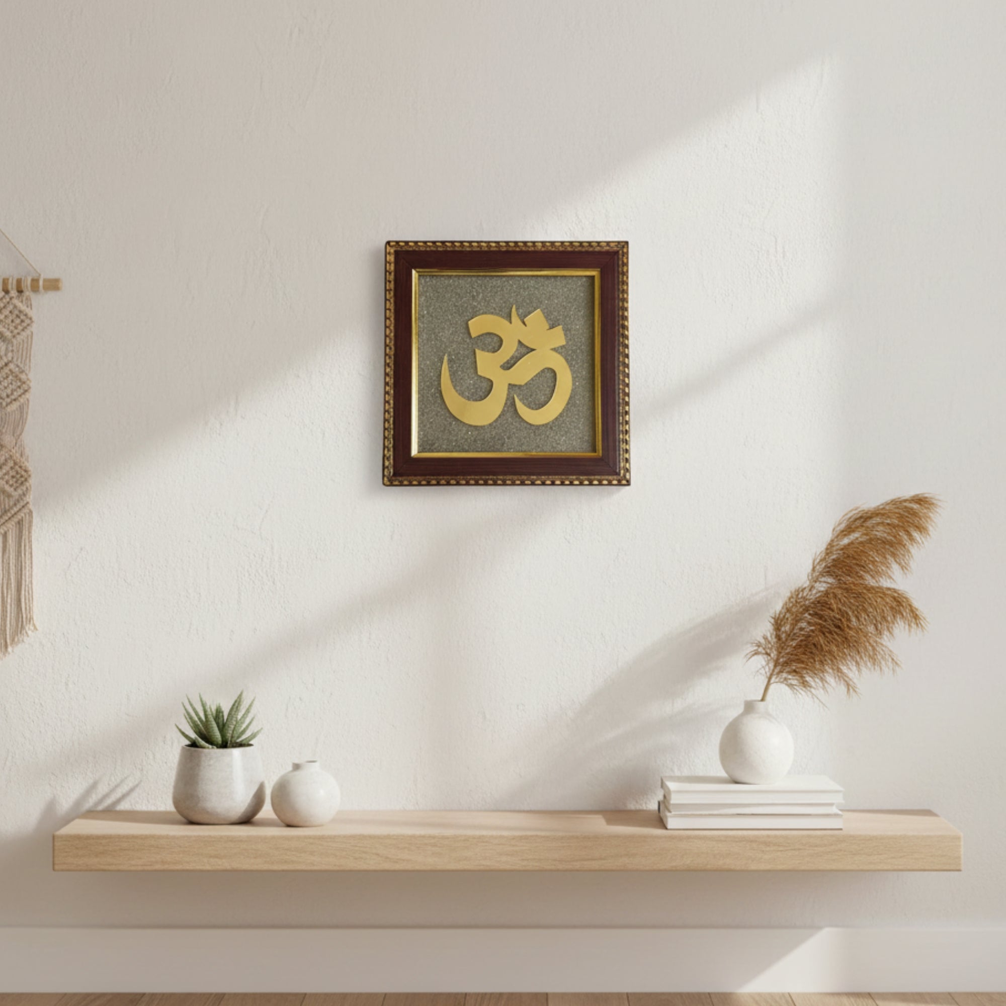 Pyrite Stone Vastu Frame | OM Symbol Wall Décor | Attracts Wealth, Protection & Positive Energy