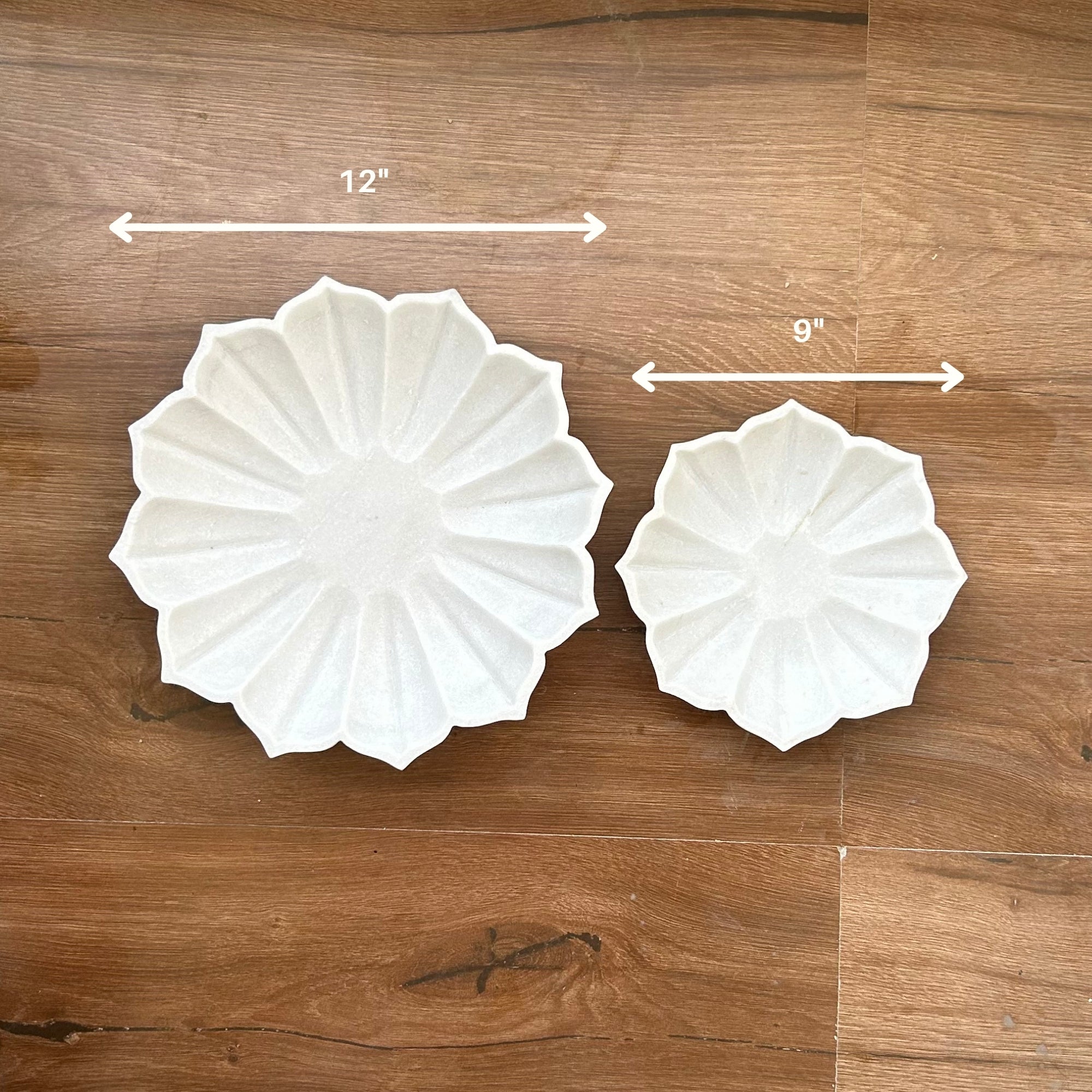 Petal Glow Marble Urli - 12 inch