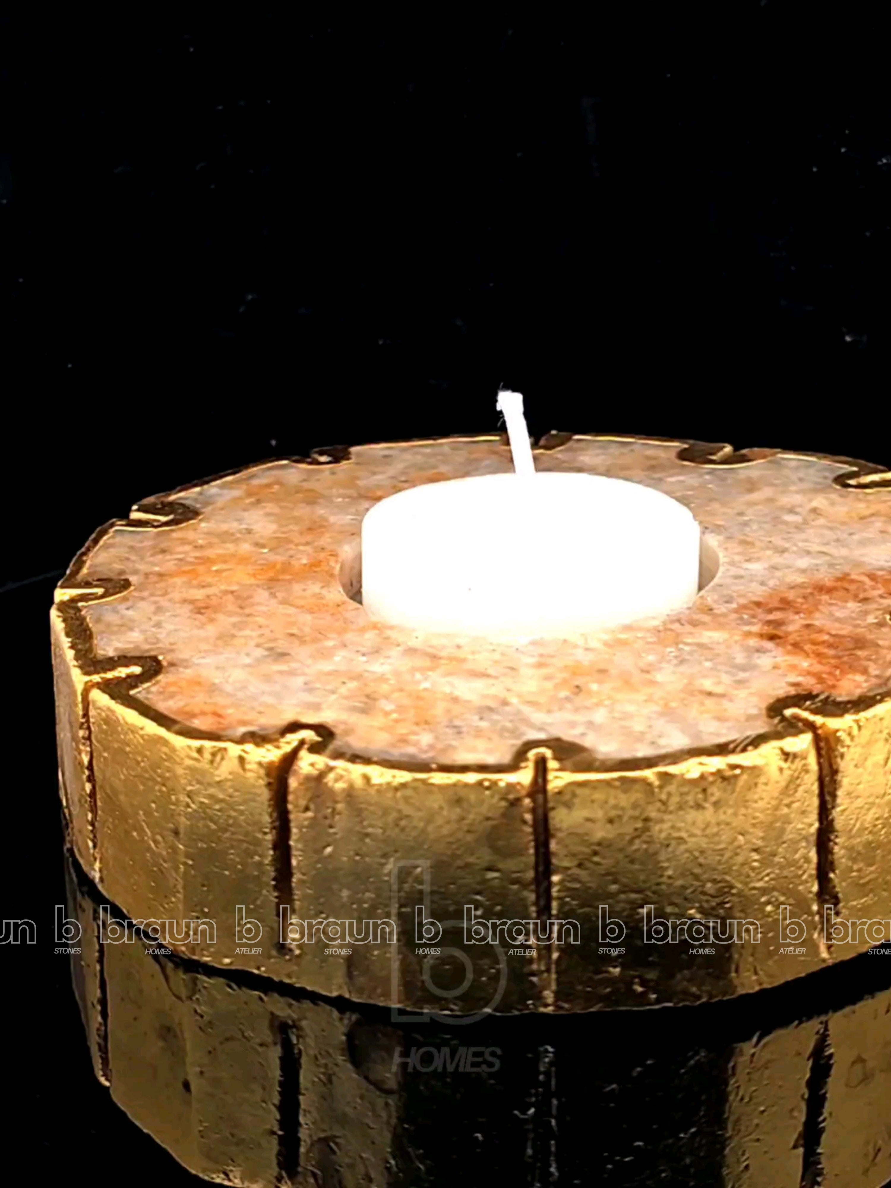 Polished Golden Quartz Tealight Holder