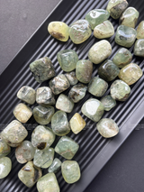 NaturalPrehnite tumbled crystals by Braun Homes √ê polished healing stones for meditation, Reiki, chakra balancing, anxiety relief, and spiritual energy protection in deep purple hues