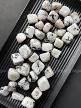 NaturalRainbow Moonstone tumbled crystals by Braun Homes √ê polished healing stones for meditation, Reiki, chakra balancing, anxiety relief, and spiritual energy protection in deep purple hues