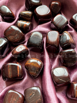NaturalRed Tiger Eye tumbled crystals by Braun Homes √ê polished healing stones for meditation, Reiki, chakra balancing, anxiety relief, and spiritual energy protection in deep purple hues