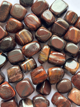 NaturalRed Tiger Eye tumbled crystals by Braun Homes √ê polished healing stones for meditation, Reiki, chakra balancing, anxiety relief, and spiritual energy protection in deep purple hues