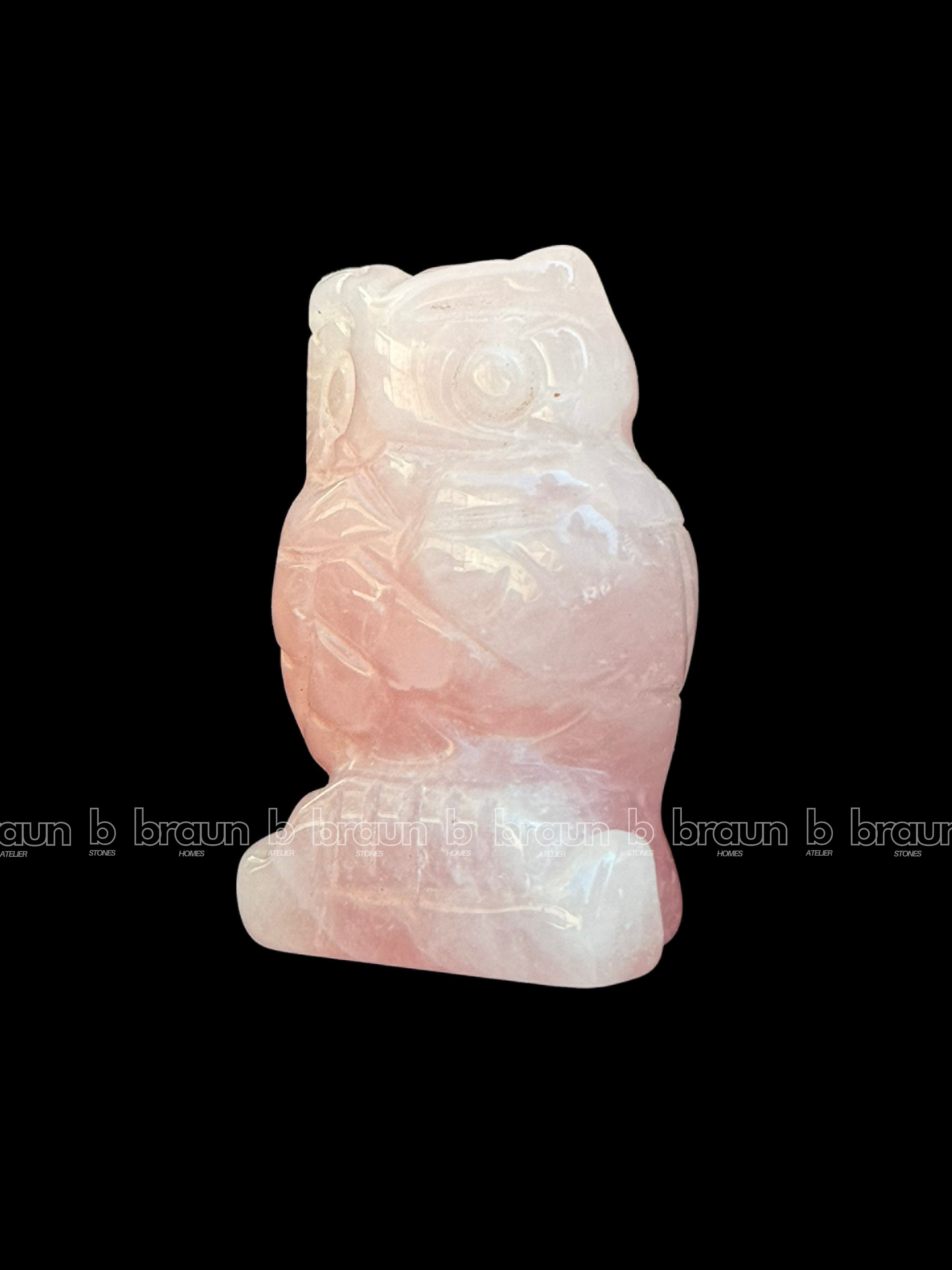 Rose quartz Owl Sculpture 