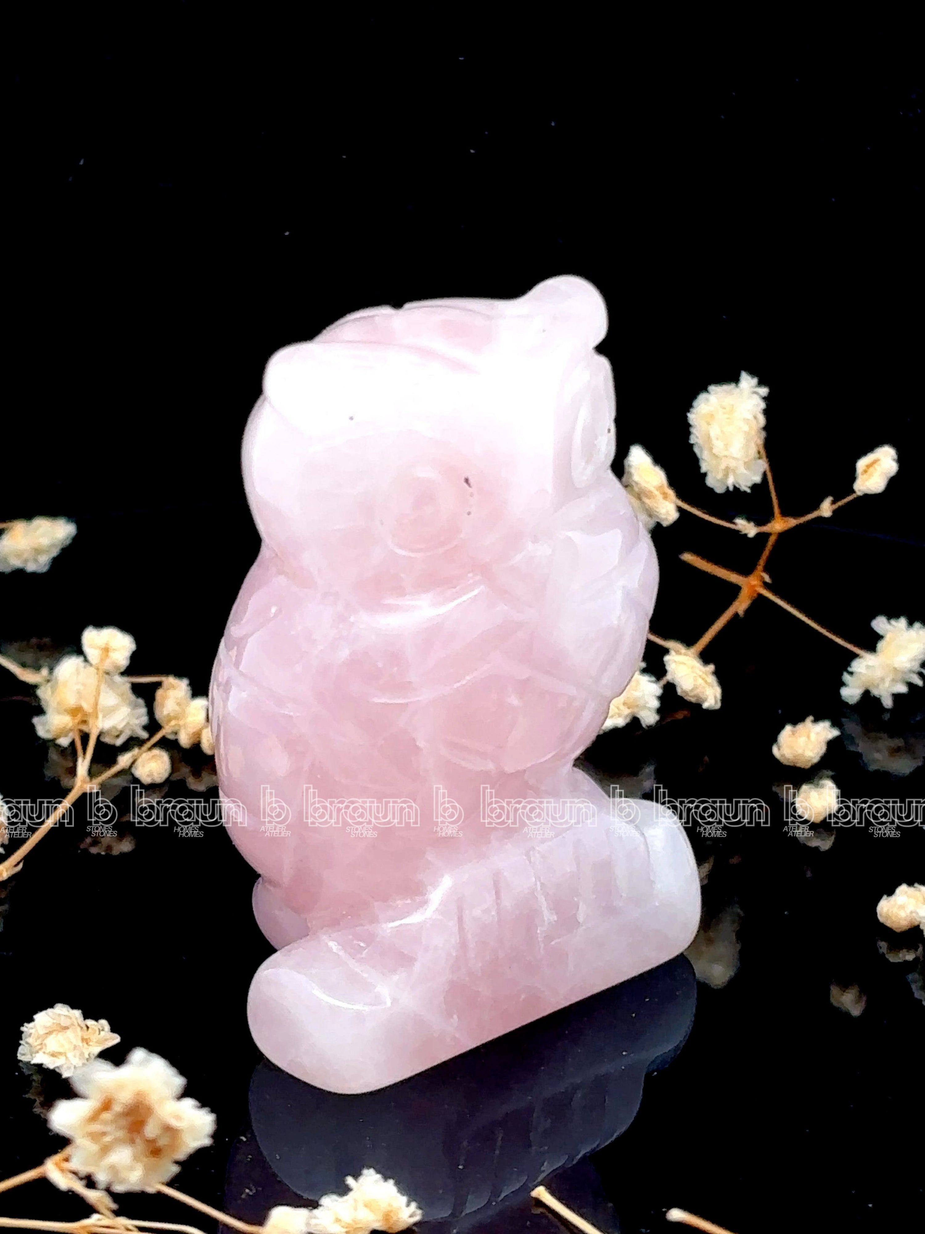 Rose quartz Owl Sculpture 