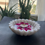 White Ruffle Marble Urli - 6 inch