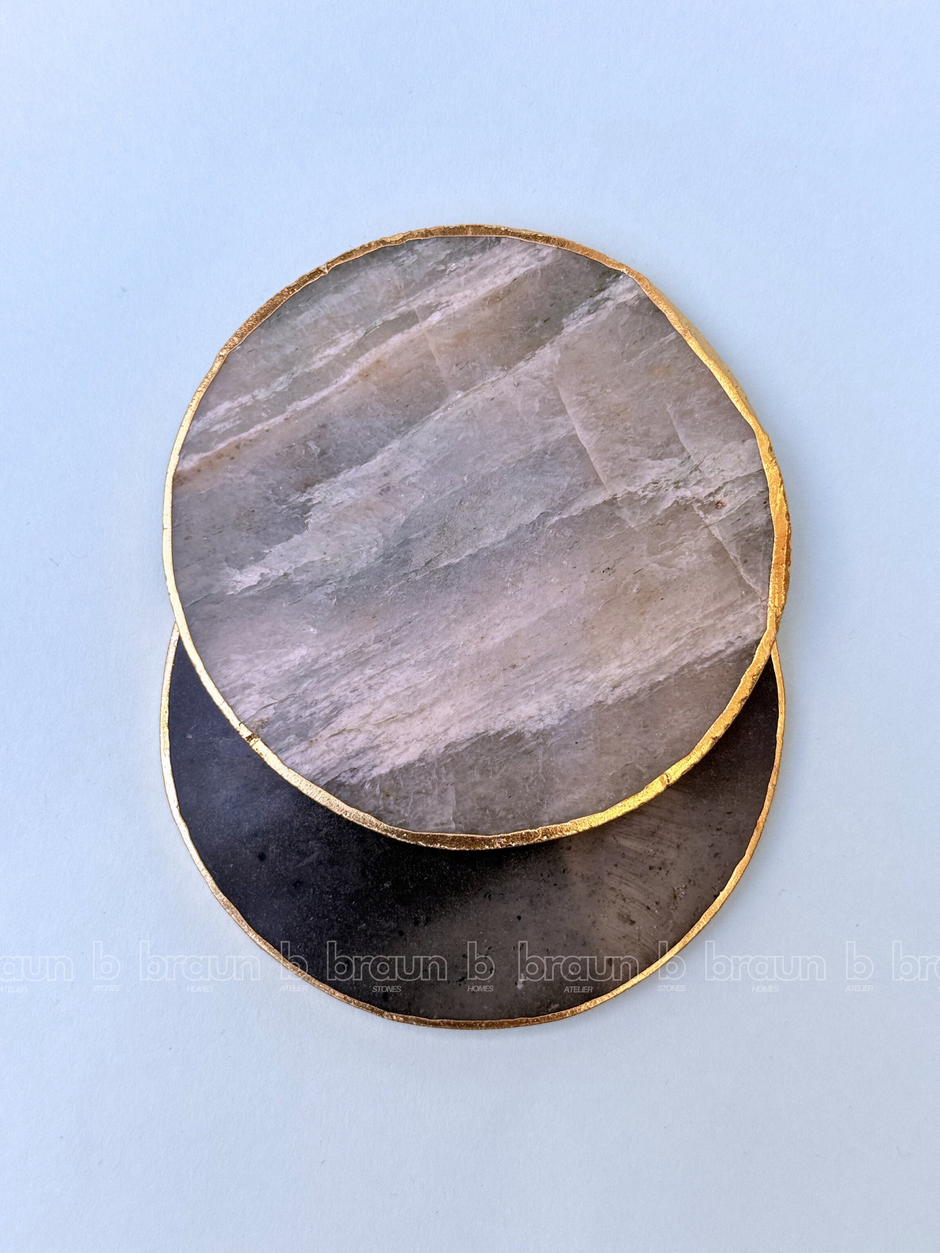 Sage Green Agate Round Coasters