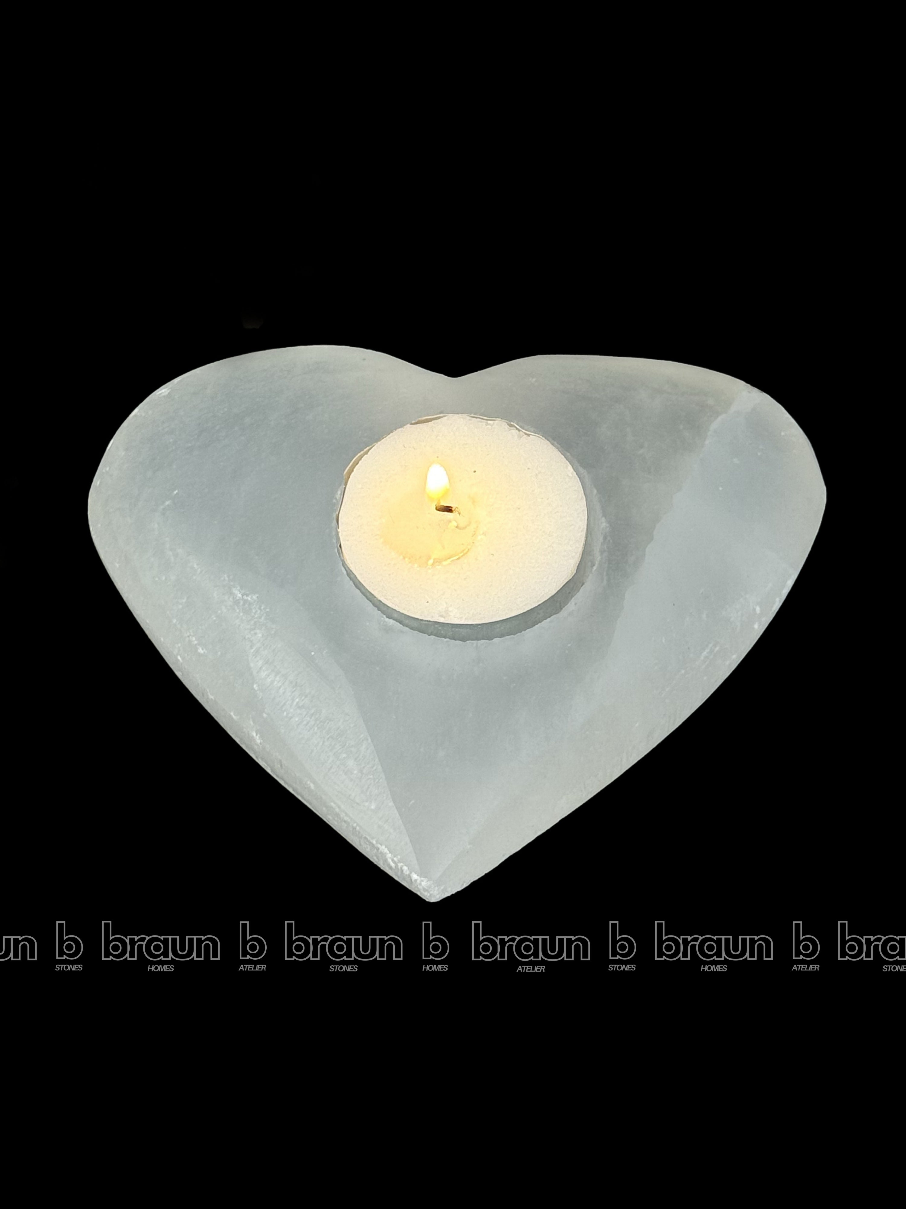 Selenite Tealight Heart