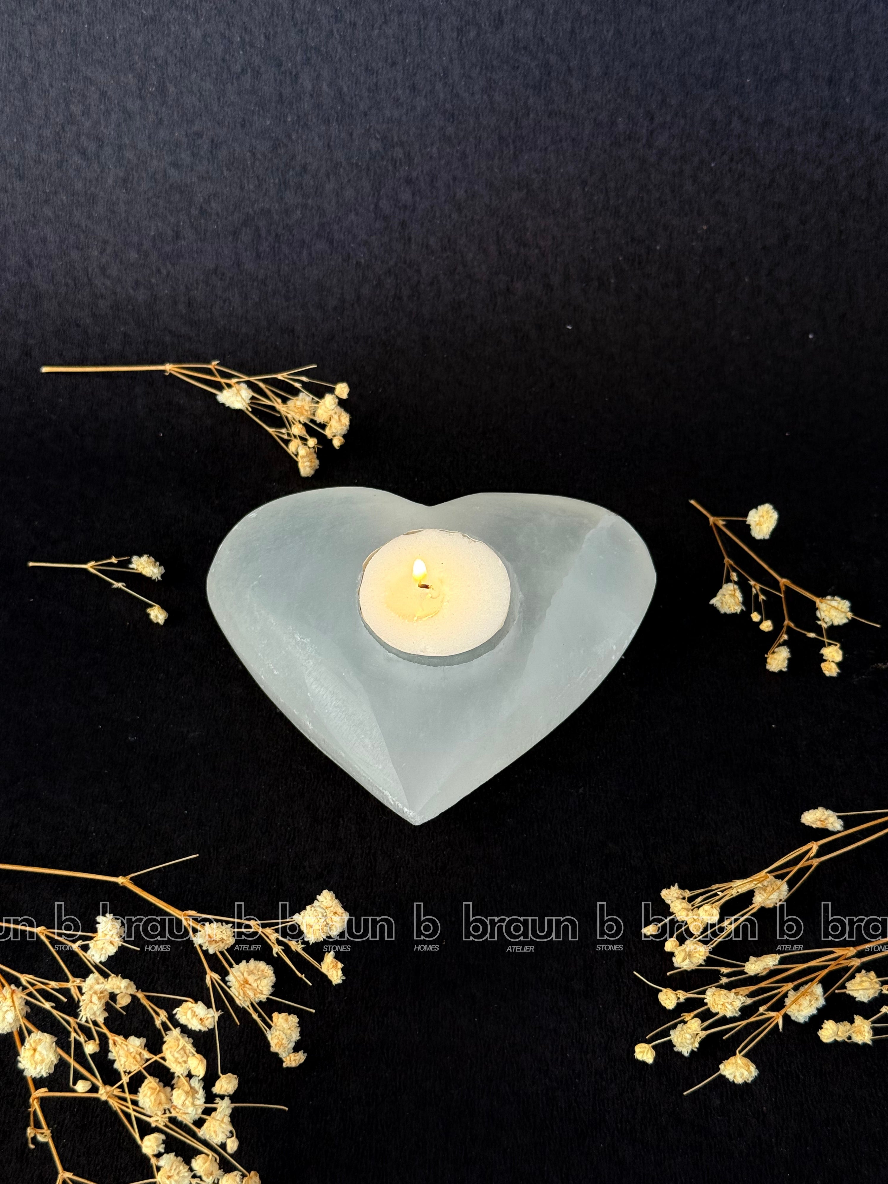 Selenite Tealight Heart
