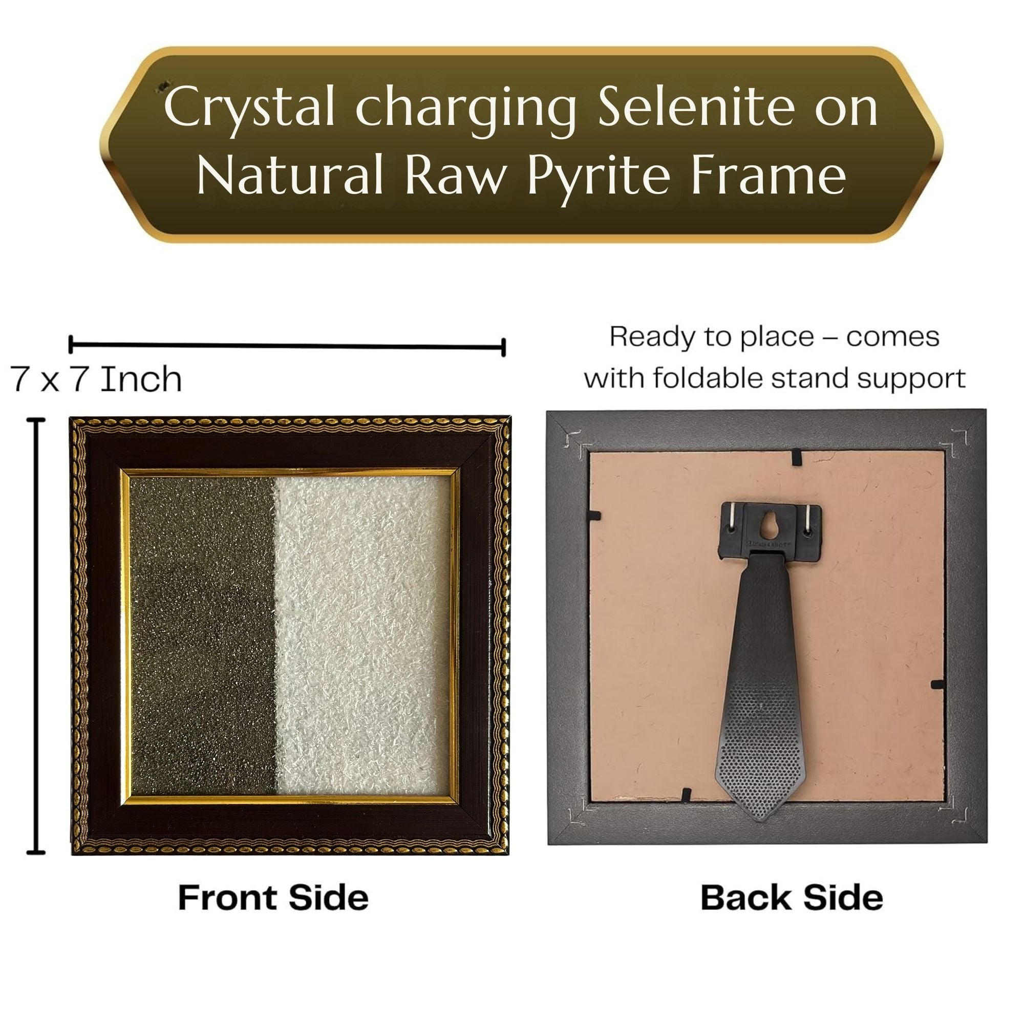Pyrite Stone Vastu Frame | Pyrite Selenite | Wall Decor for Wealth & Protection