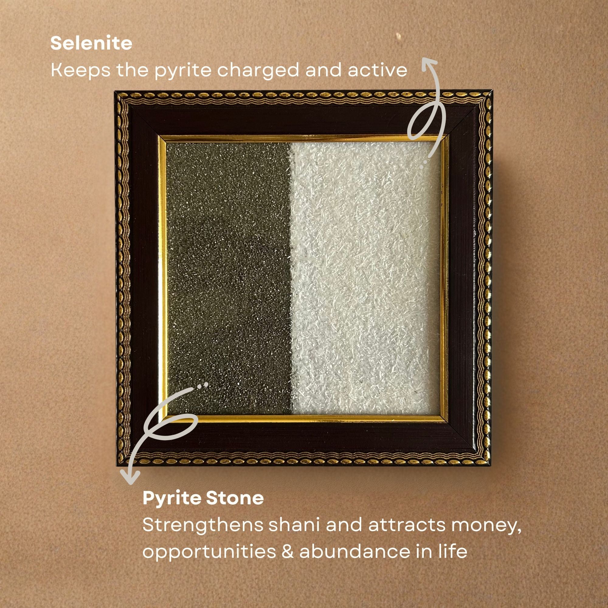 Pyrite Stone Vastu Frame | Pyrite Selenite | Wall Decor for Wealth & Protection