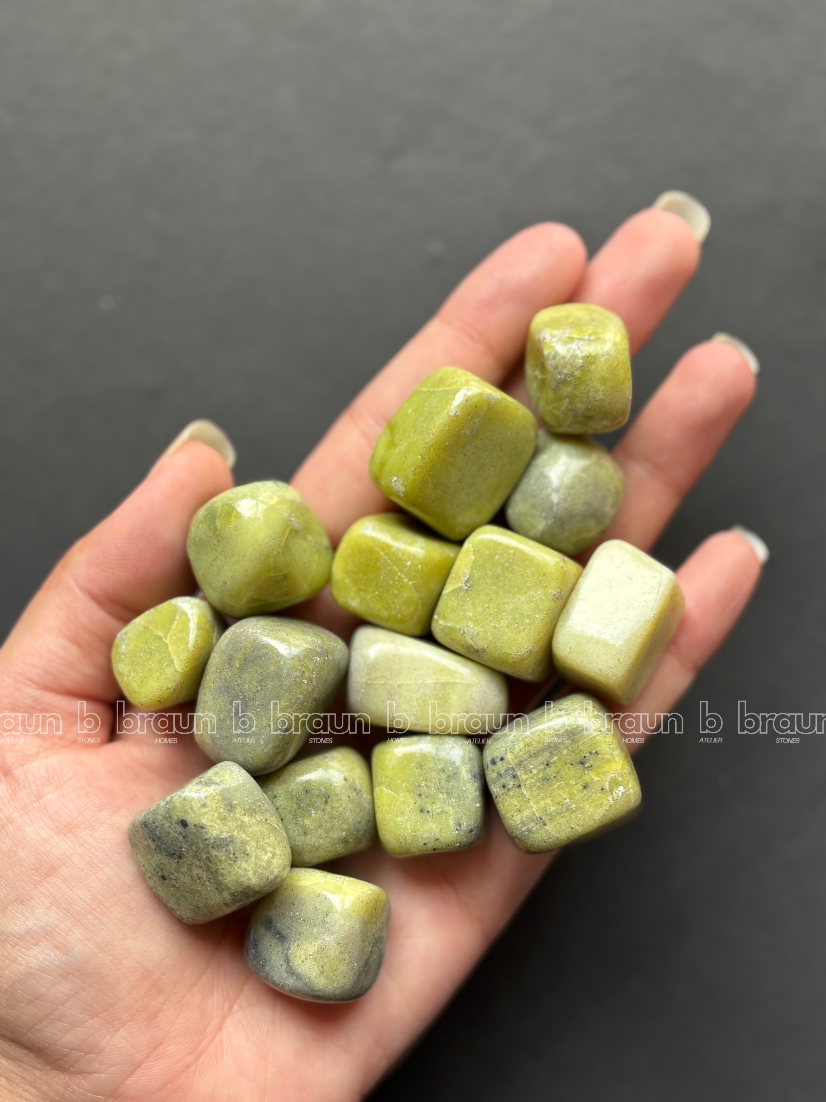 NaturalSerpertine tumbled crystals by Braun Homes √ê polished healing stones for meditation, Reiki, chakra balancing, anxiety relief, and spiritual energy protection in deep purple hues