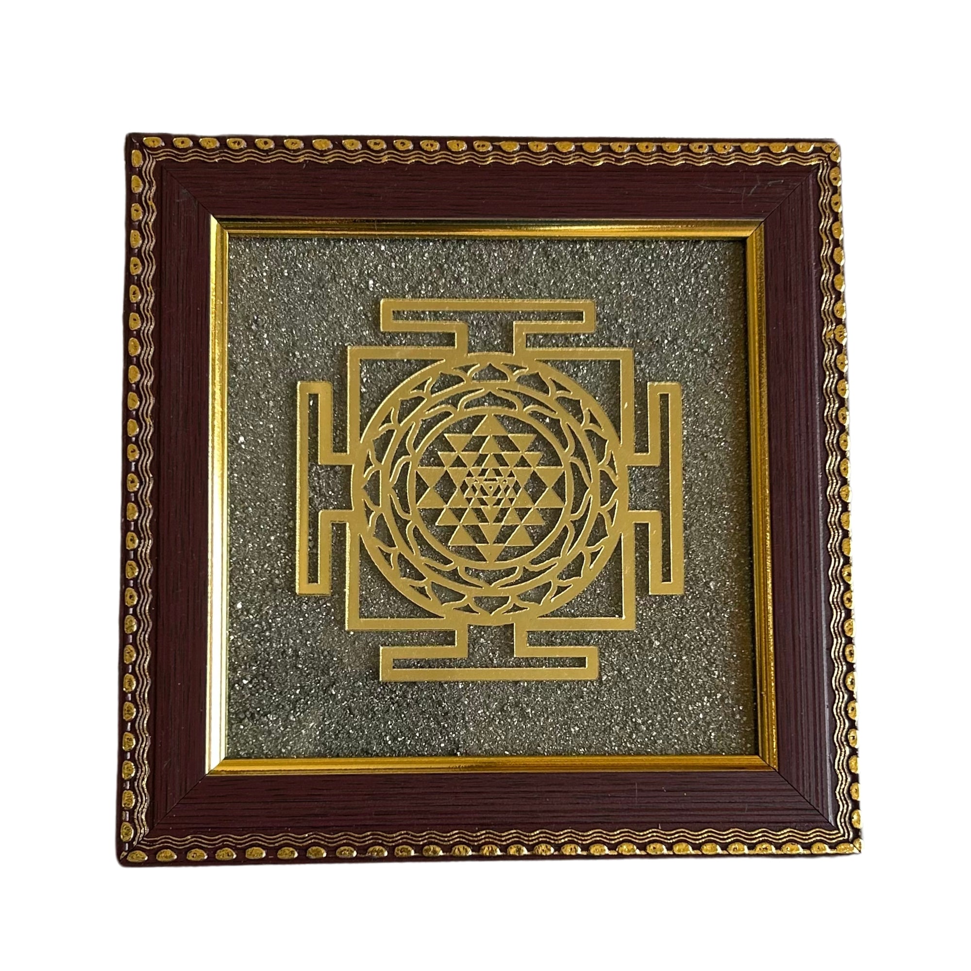 Pyrite Stone Vastu Frame | Shree Yantra | Wall Decor for Wealth, Prosperity & Protection