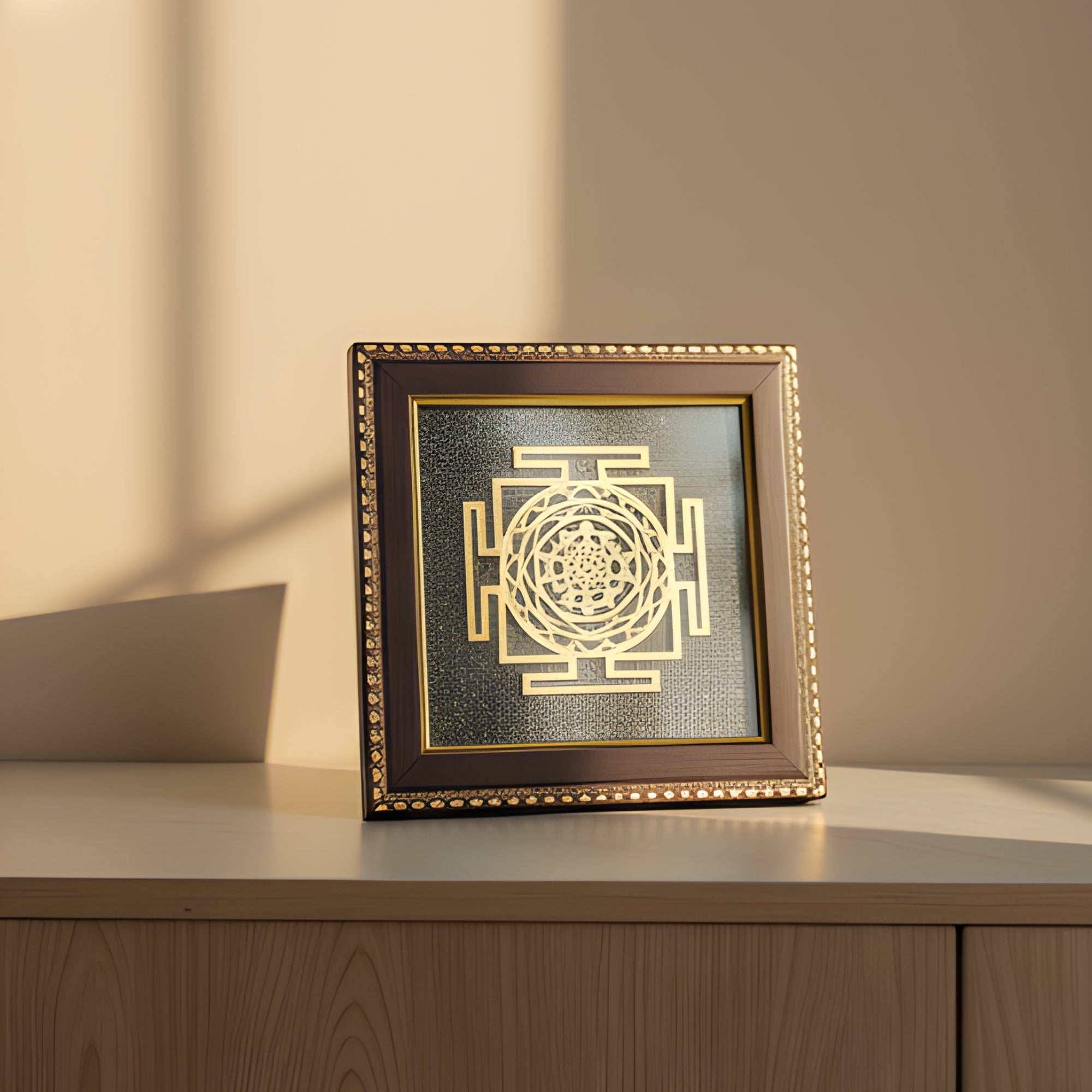 Pyrite Stone Vastu Frame | Shree Yantra | Wall Decor for Wealth, Prosperity & Protection