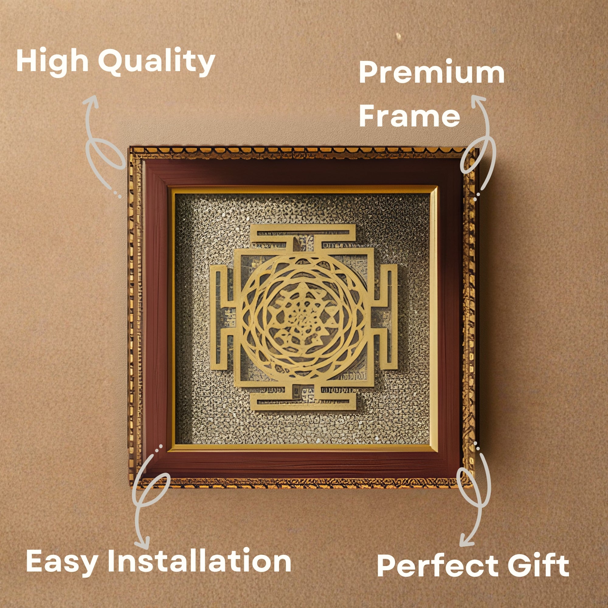 Pyrite Stone Vastu Frame | Shree Yantra | Wall Decor for Wealth, Prosperity & Protection