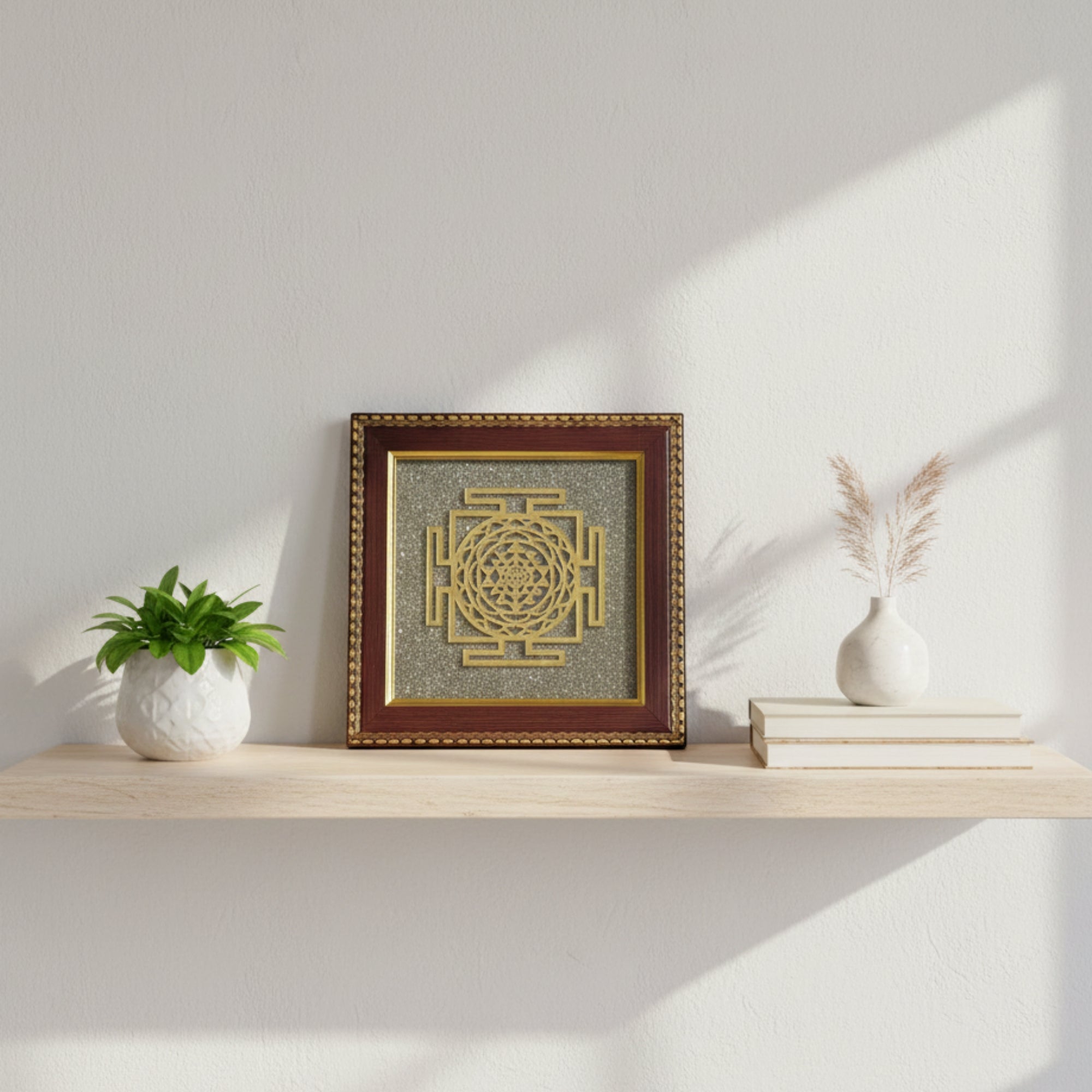 Pyrite Stone Vastu Frame | Shree Yantra | Wall Decor for Wealth, Prosperity & Protection