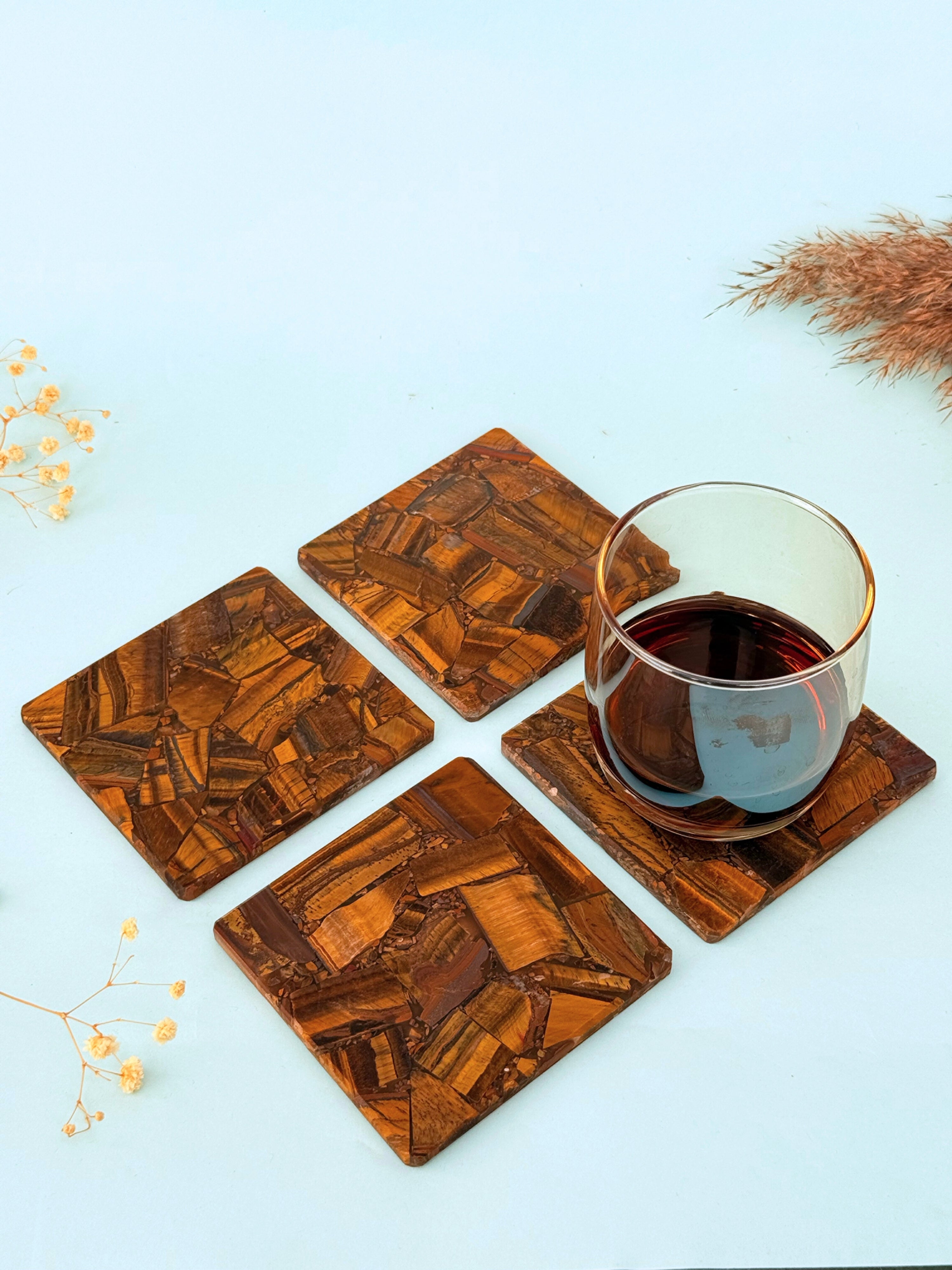Tiger Eye Square Coasters