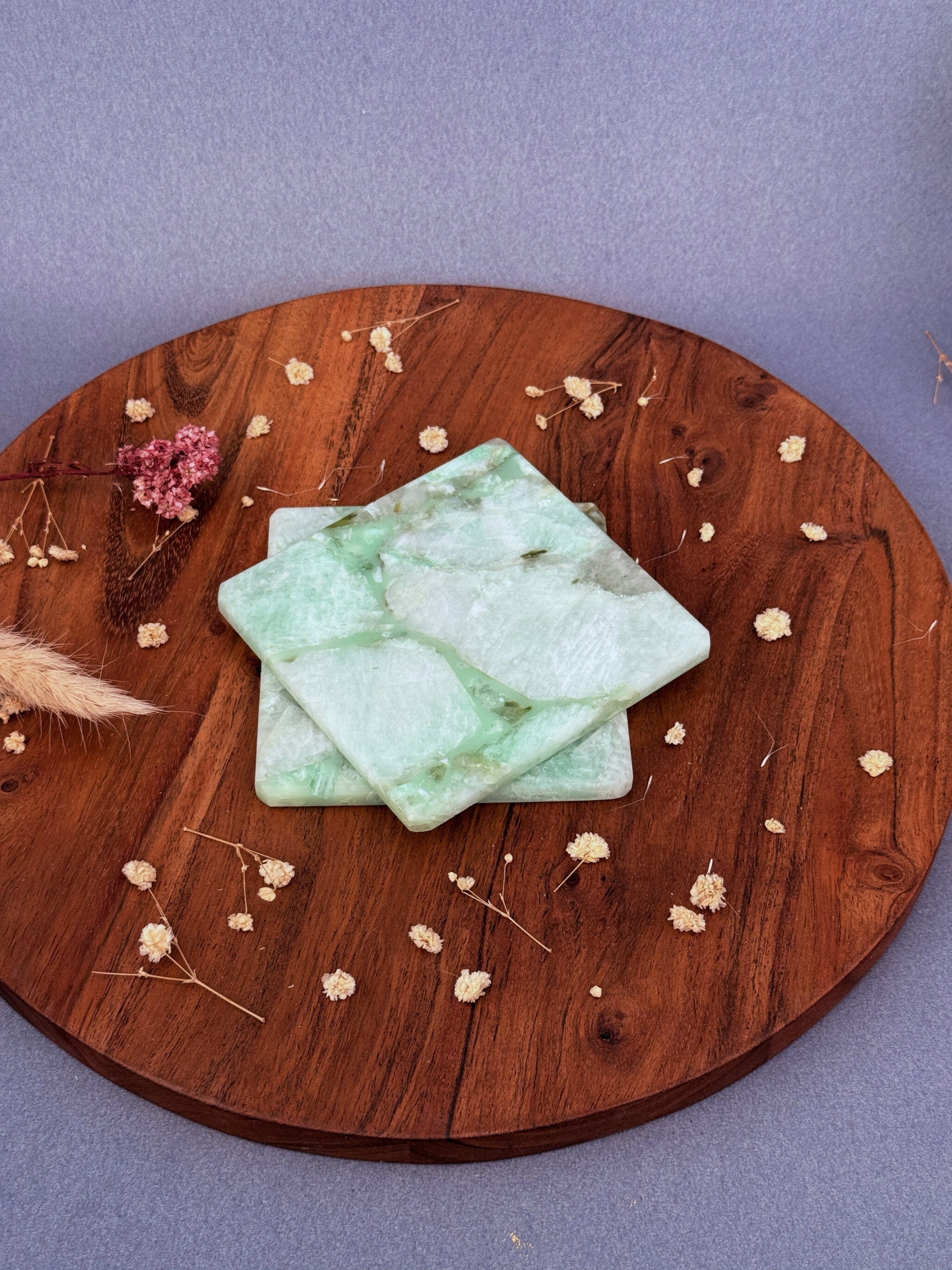 Amazonite Square Coasters