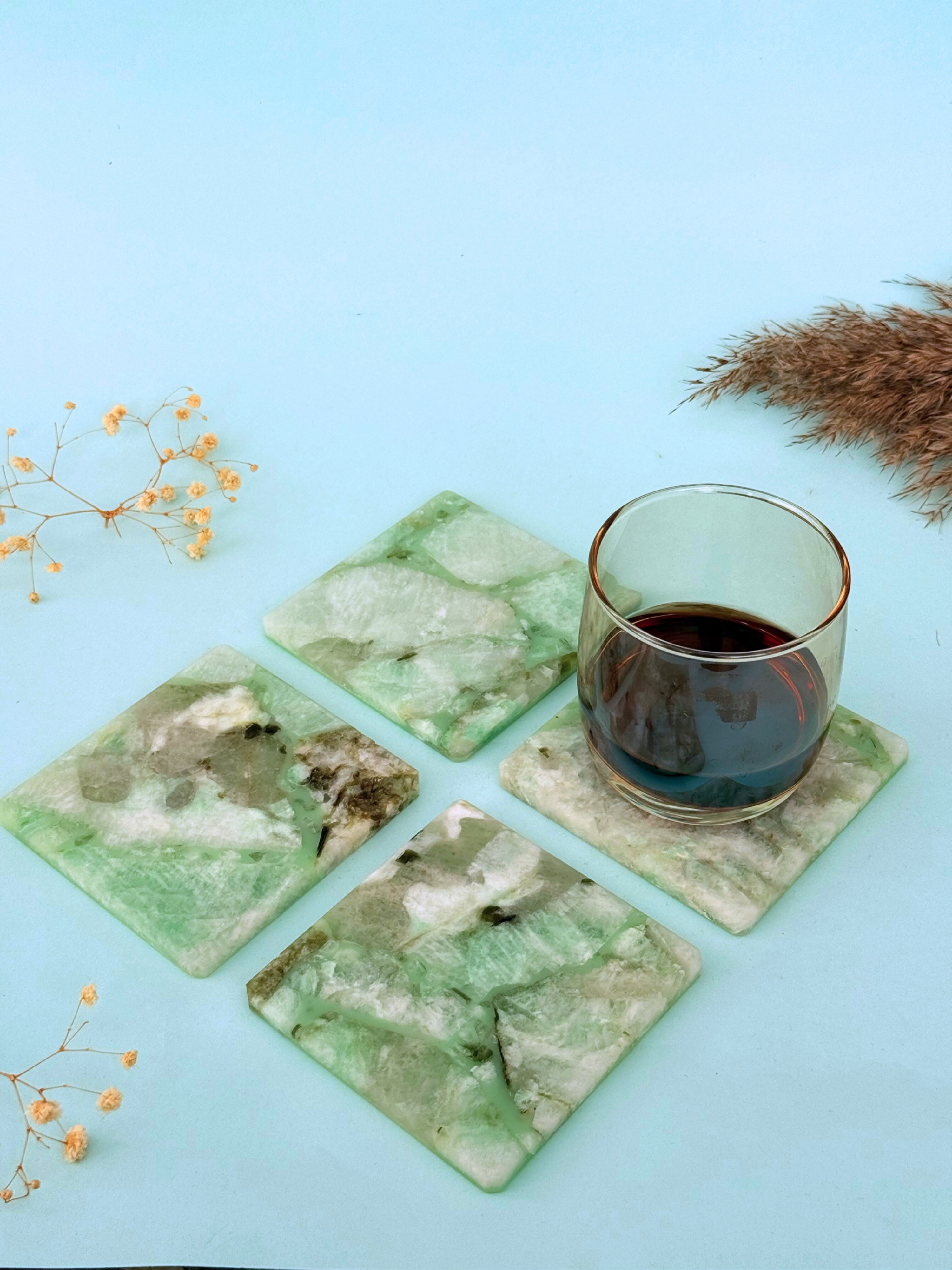 Amazonite Square Coasters