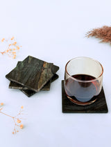 Green Mica Square Coasters