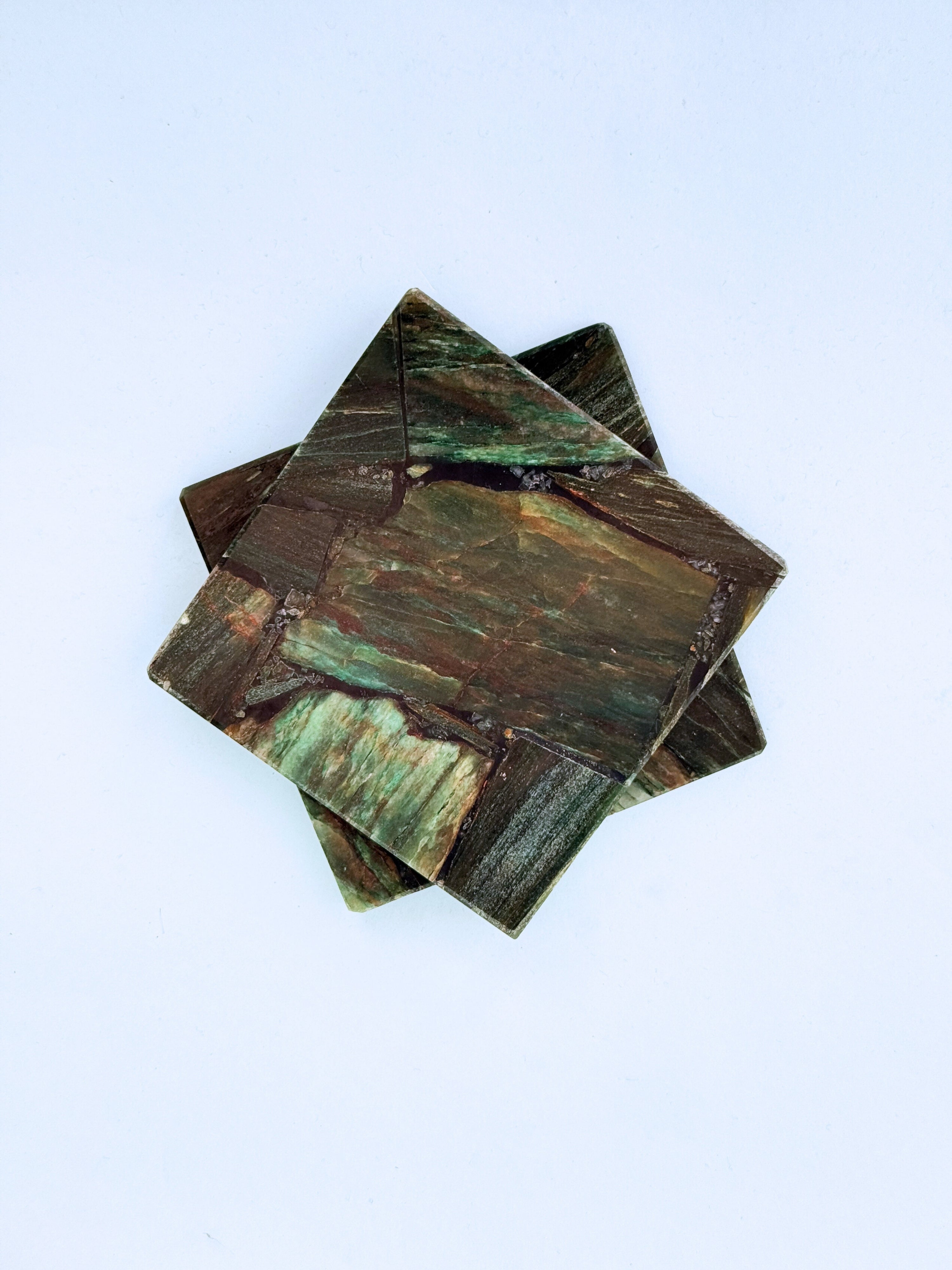 Green Mica Square Coasters