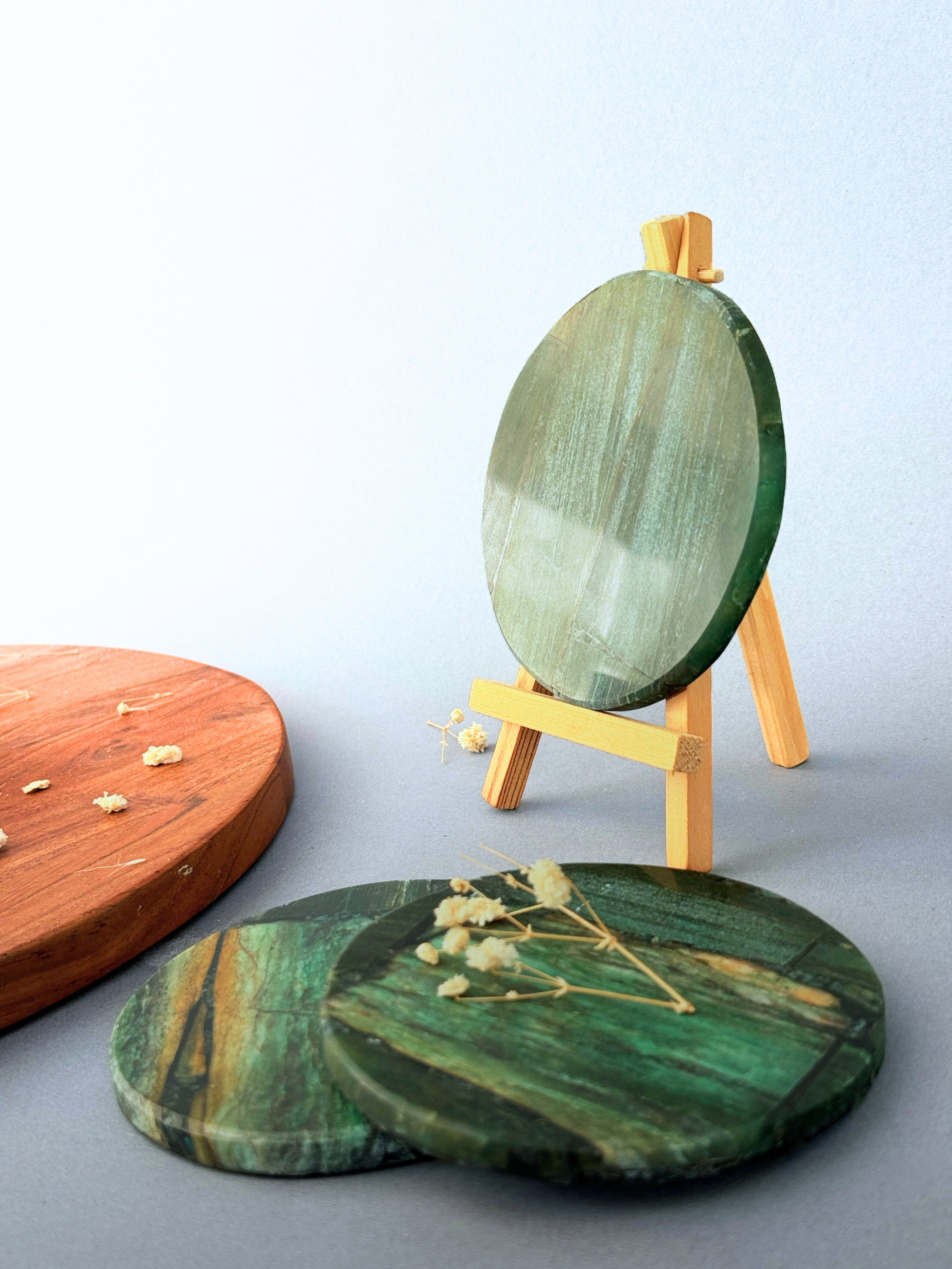 Green Mica Round Coasters