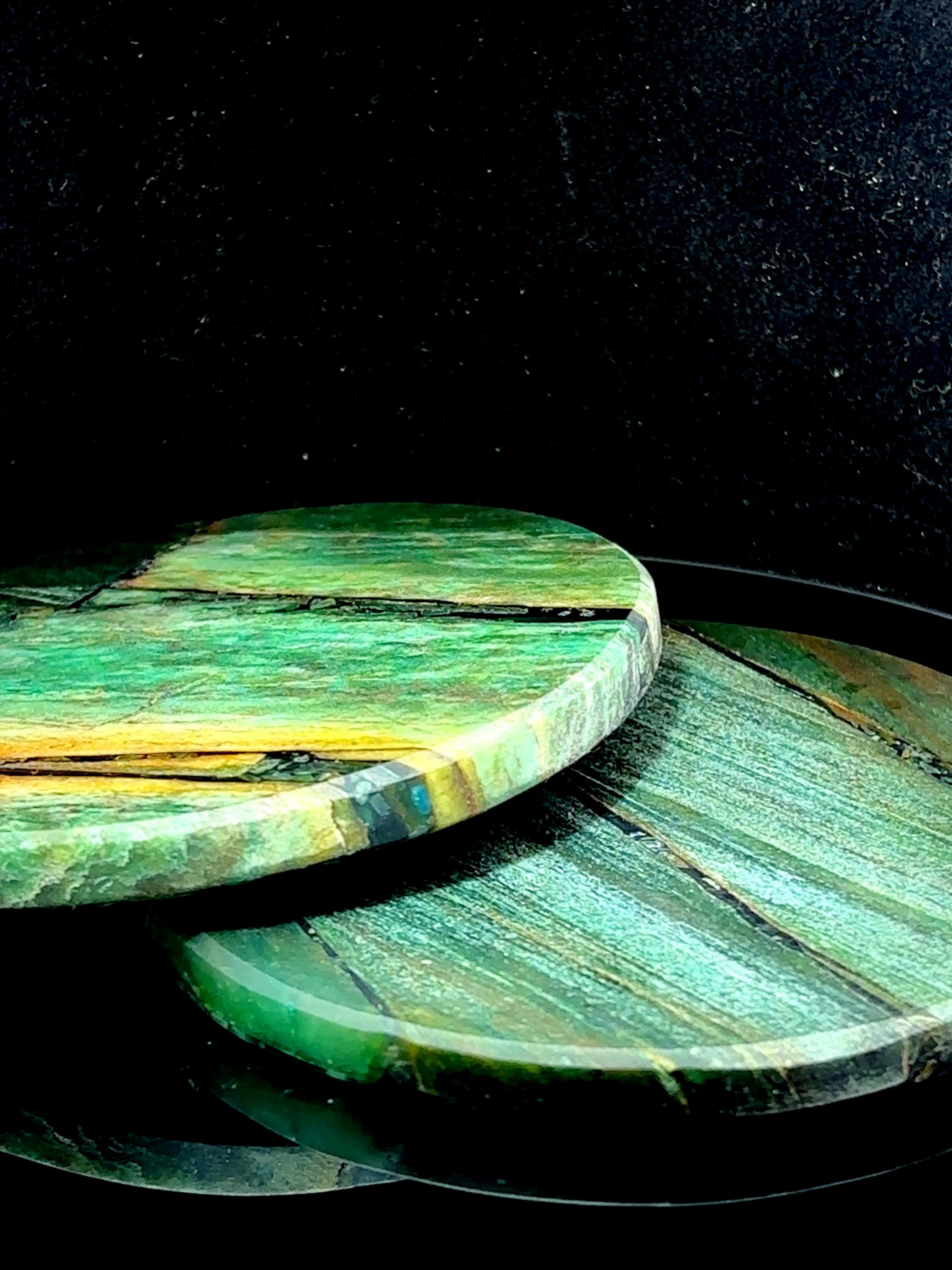 Green Mica Round Coasters