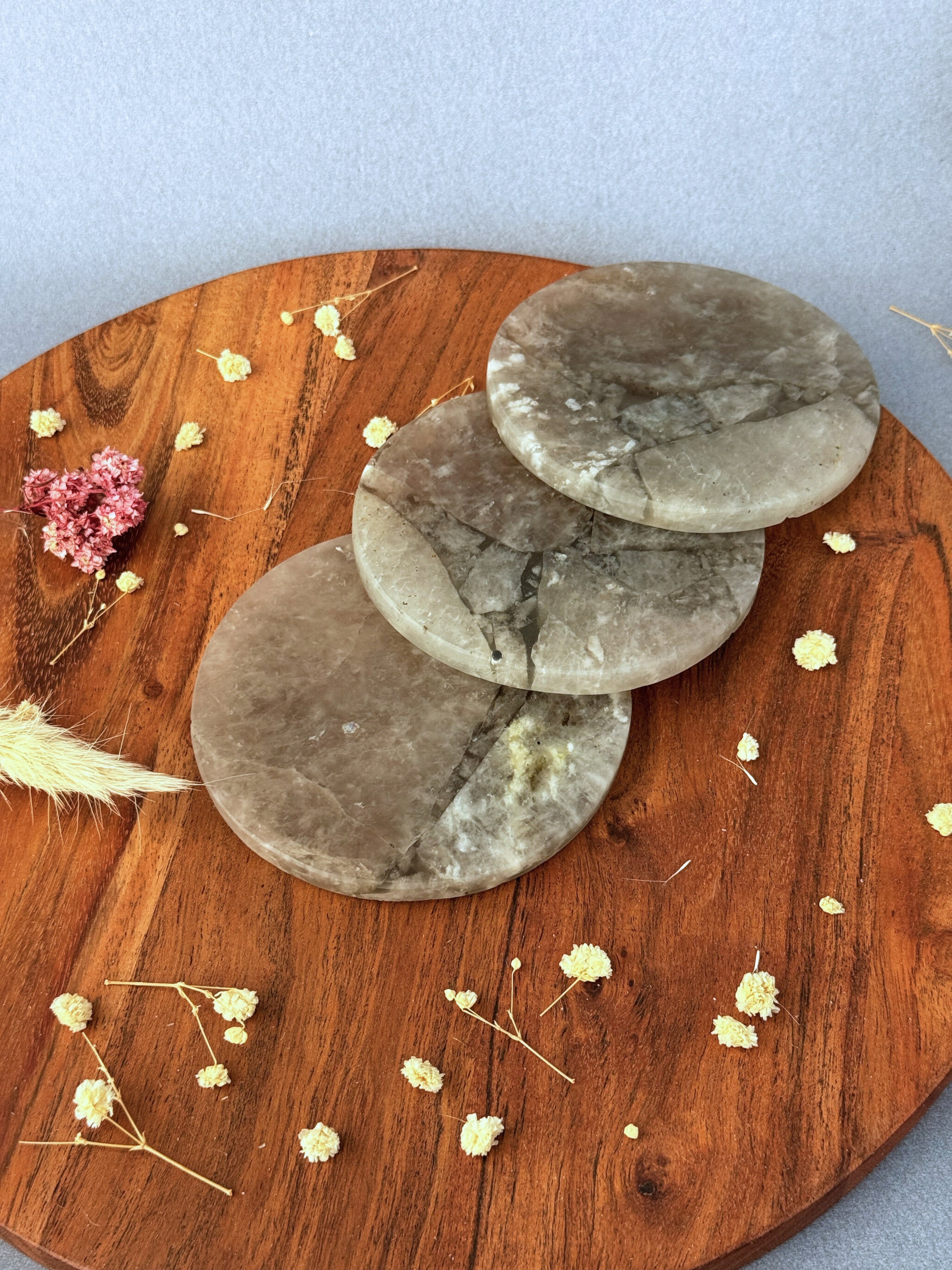 Smokey Quartz Round Coasters