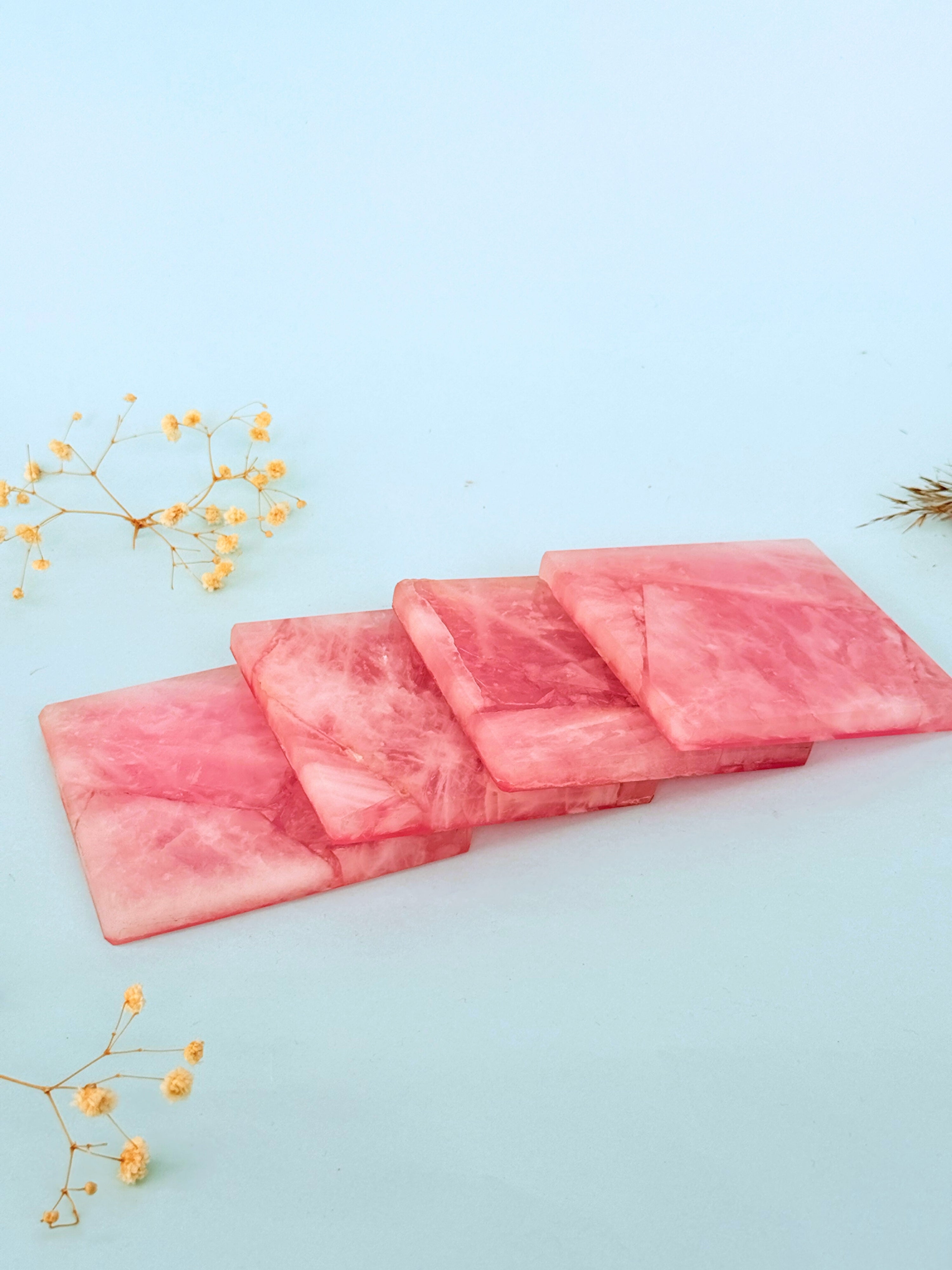 Rose Quartz Square Coasters