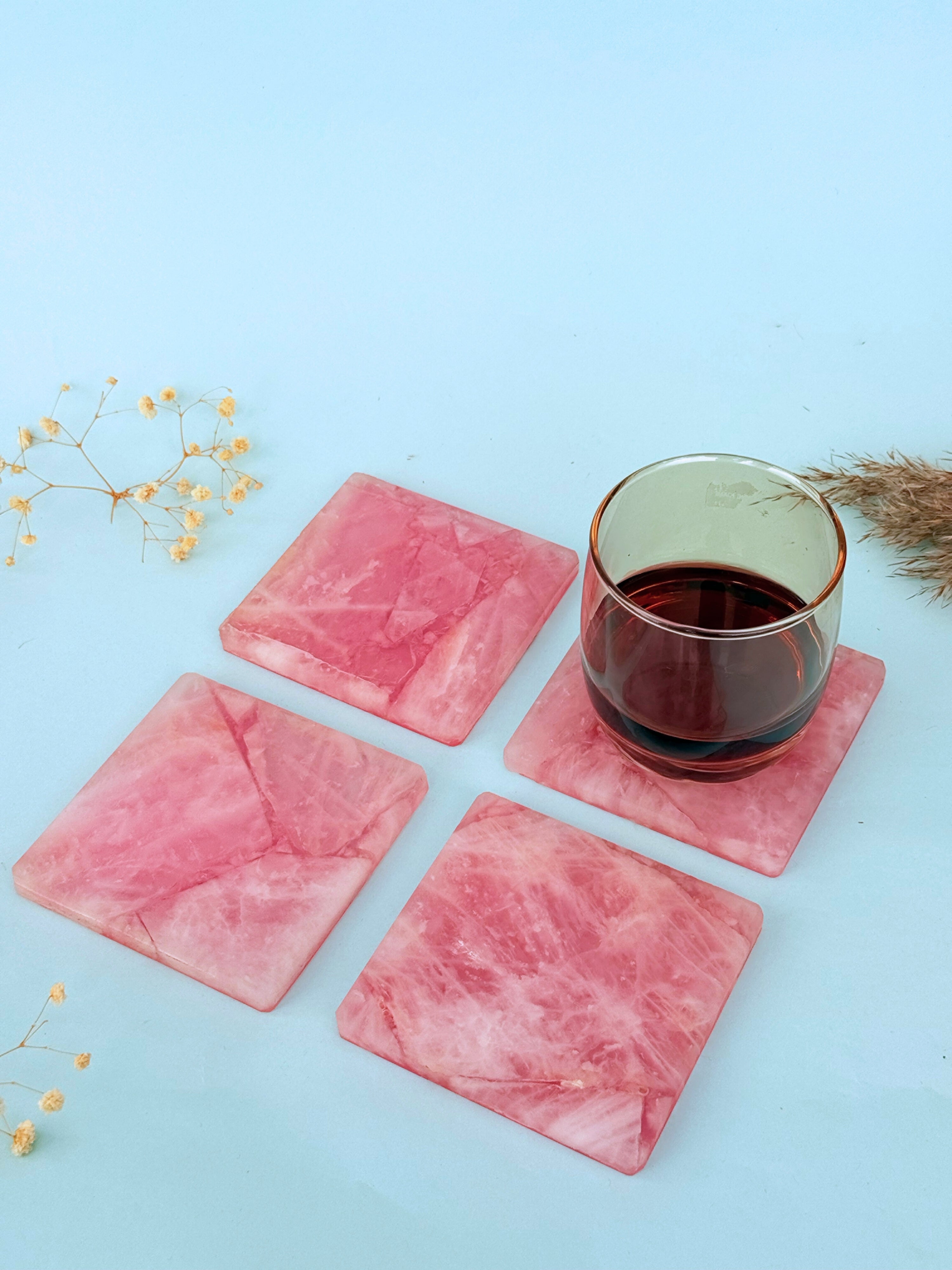 Rose Quartz Square Coasters