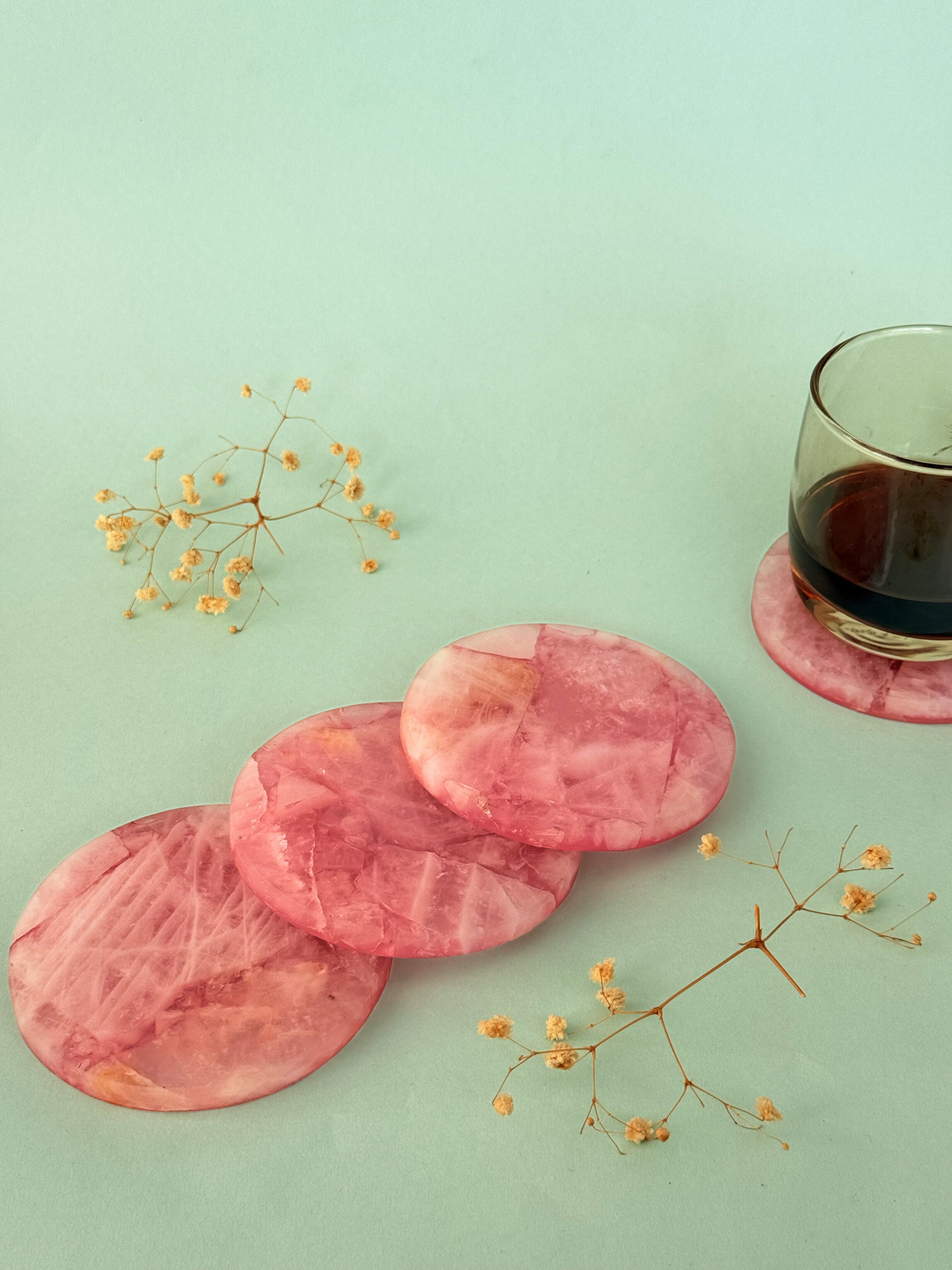 Rose Quartz Round Coasters