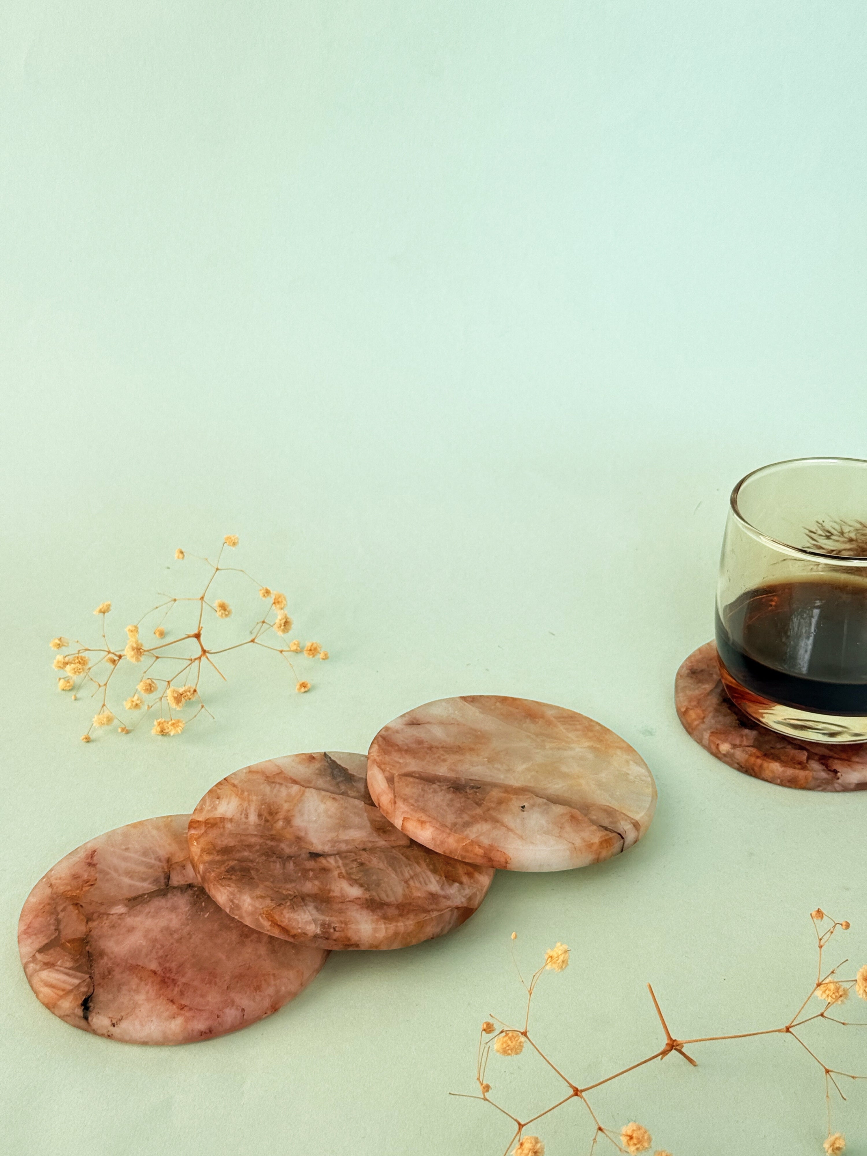 Fire Quartz Round Coasters