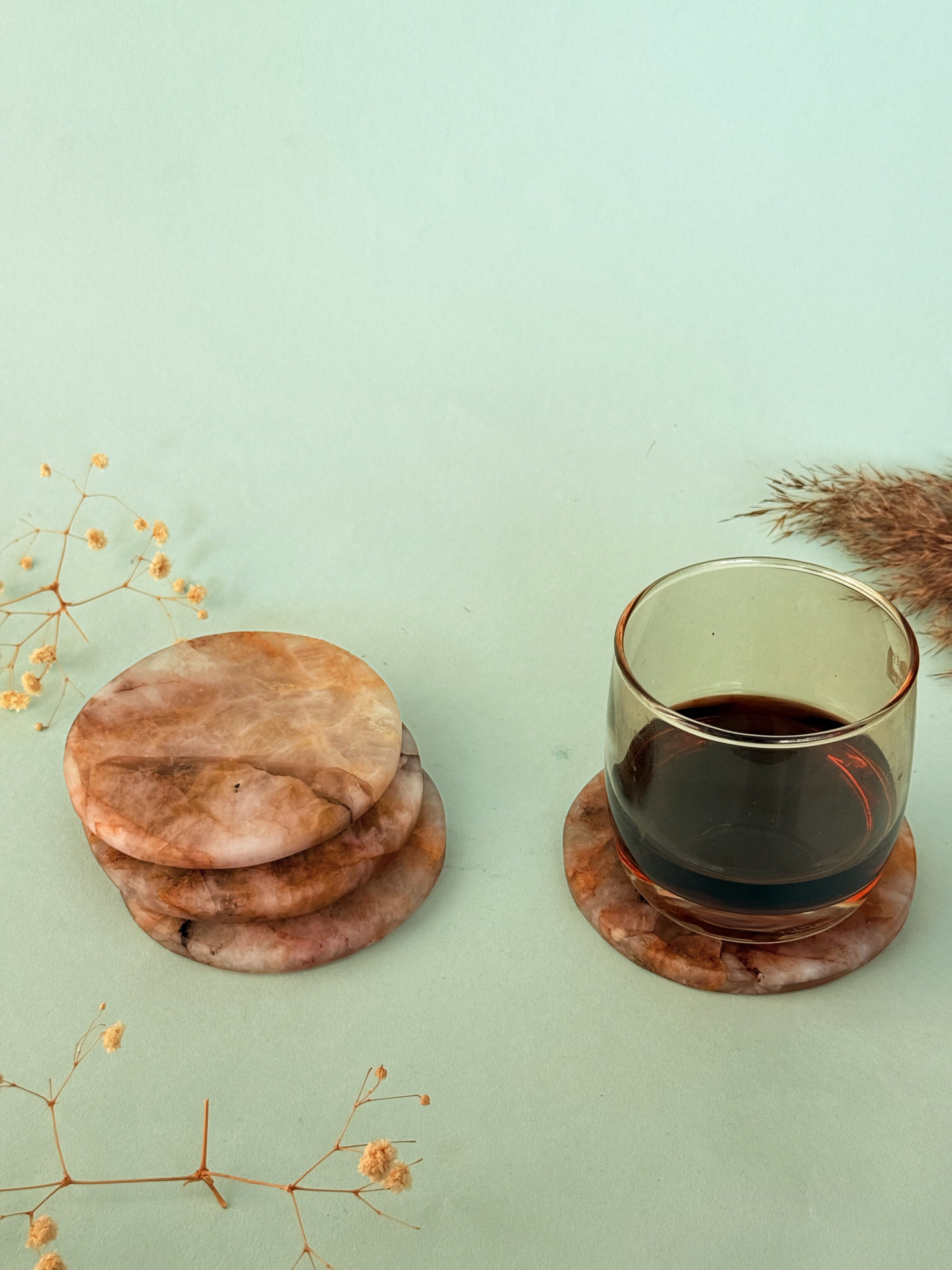 Fire Quartz Round Coasters