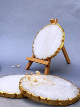 White Quartz Round Coasters