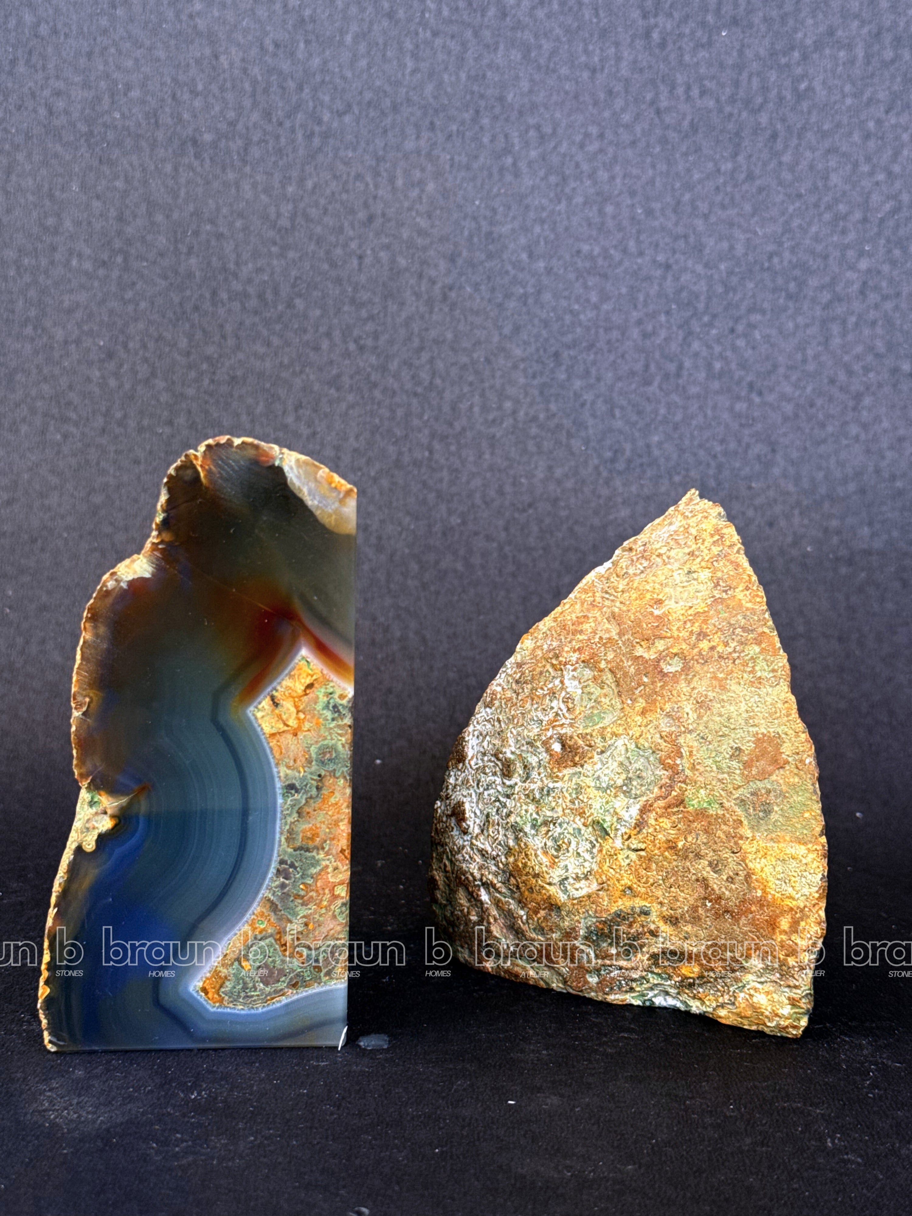 Yellow Agate Bookends Pair