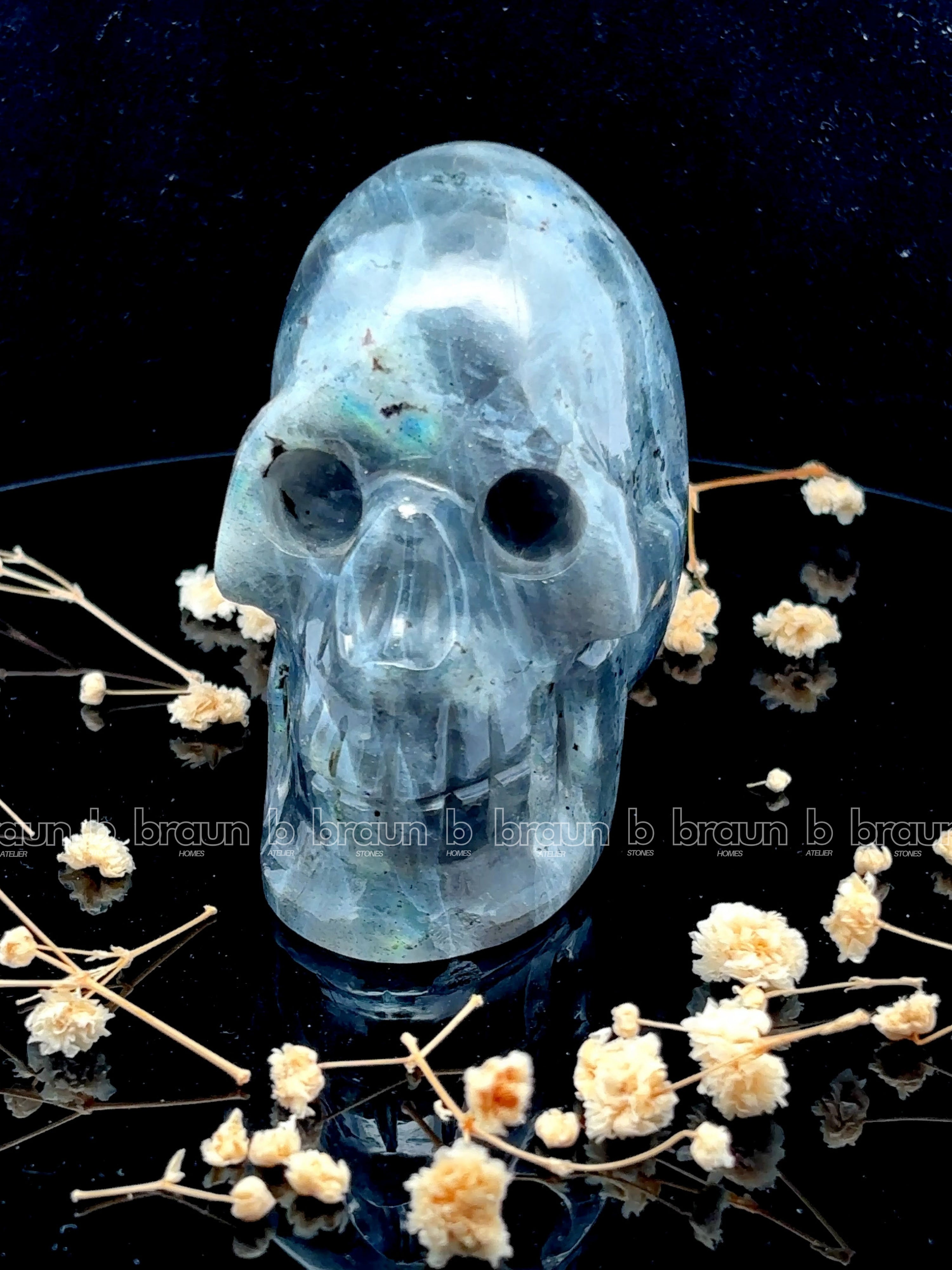 Larvikite Skull Sculpture 