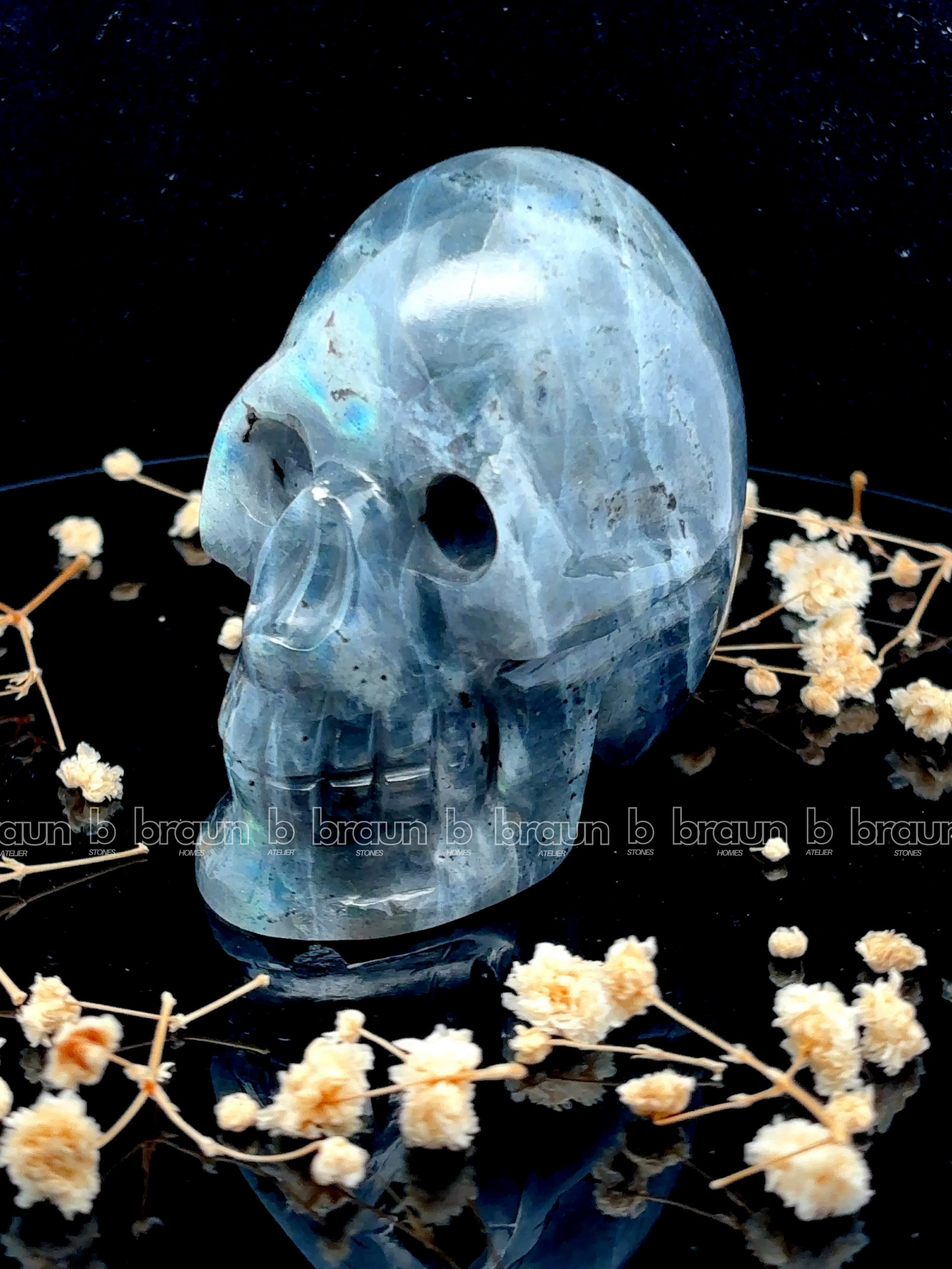 Larvikite Skull Sculpture 