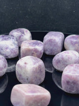 NaturalLepidolite tumbled crystals by Braun Homes √ê polished healing stones for meditation, Reiki, chakra balancing, anxiety relief, and spiritual energy protection in deep purple hues