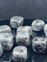 NaturalLarvakite tumbled crystals by Braun Homes √ê polished healing stones for meditation, Reiki, chakra balancing, anxiety relief, and spiritual energy protection in deep purple hues