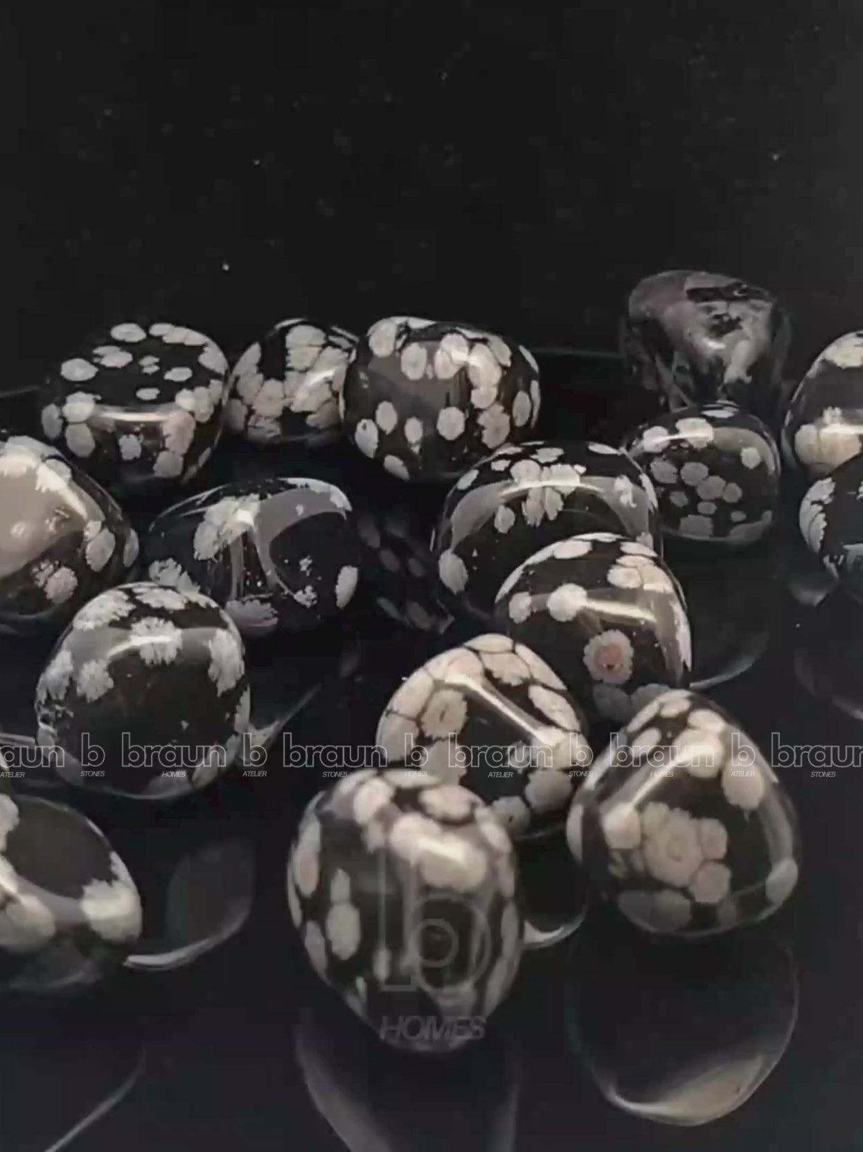 NaturalSnowflake Obsidian tumbled crystals by Braun Homes √ê polished healing stones for meditation, Reiki, chakra balancing, anxiety relief, and spiritual energy protection in deep purple hues