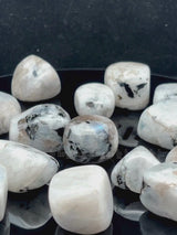 NaturalRainbow Moonstone tumbled crystals by Braun Homes √ê polished healing stones for meditation, Reiki, chakra balancing, anxiety relief, and spiritual energy protection in deep purple hues