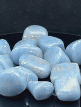 NaturalBlue Lace Agate tumbled crystals by Braun Homes √ê polished healing stones for meditation, Reiki, chakra balancing, anxiety relief, and spiritual energy protection in deep purple hues