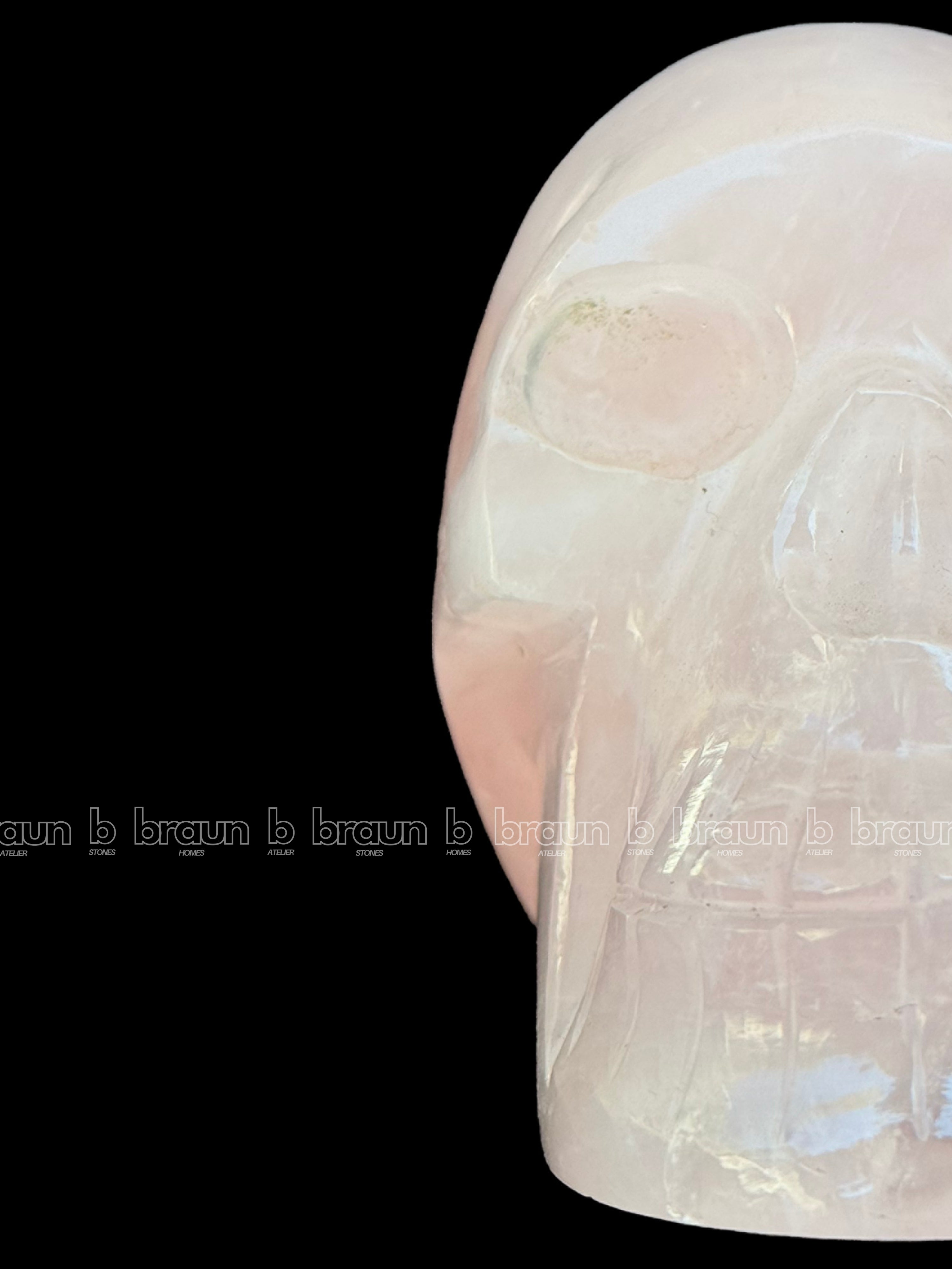 Rose quartz Skull Sculpture 